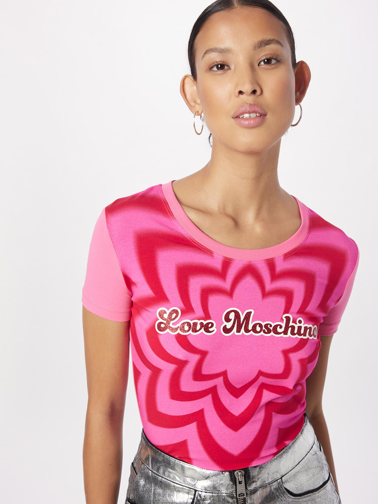 Love Moschino Tricou roz deschis / roșu / alb - Pled.ro