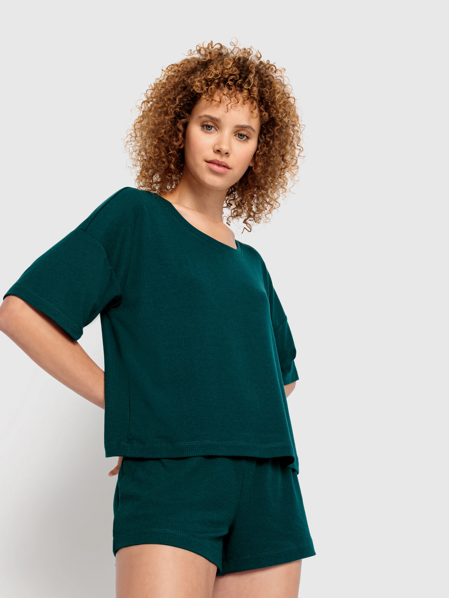 LSCN by LASCANA Pijama verde închis - Pled.ro