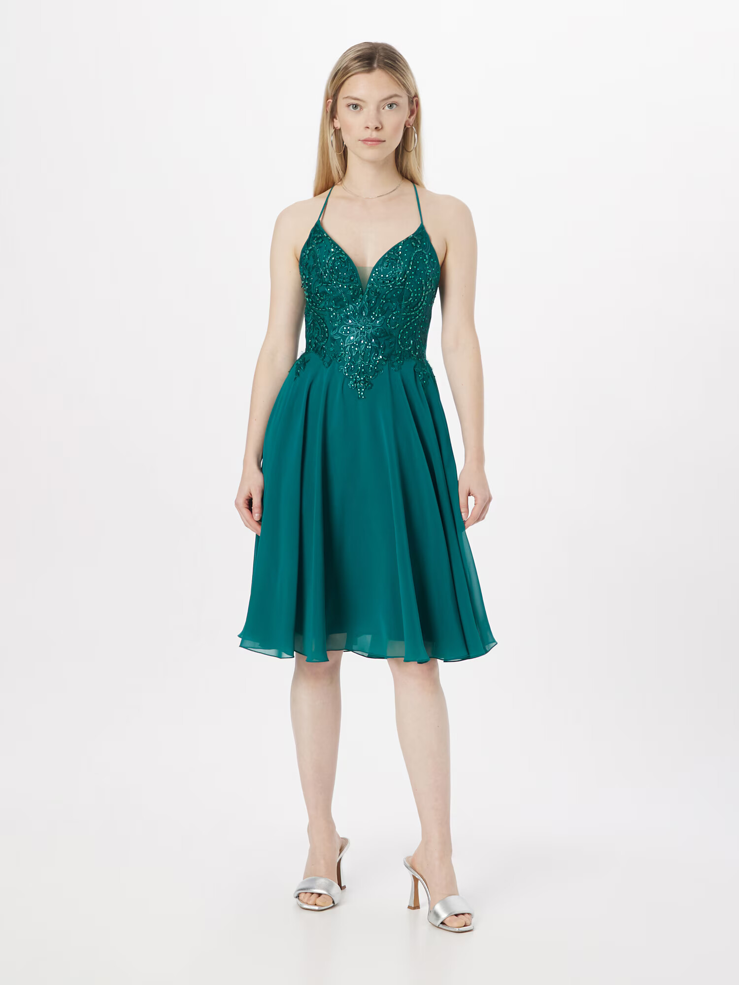 LUXUAR Rochie de cocktail verde smarald - Pled.ro