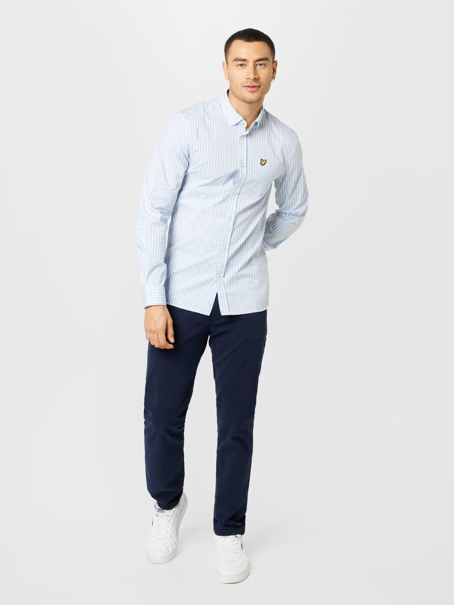 Lyle & Scott Cămașă albastru deschis / alb - Pled.ro