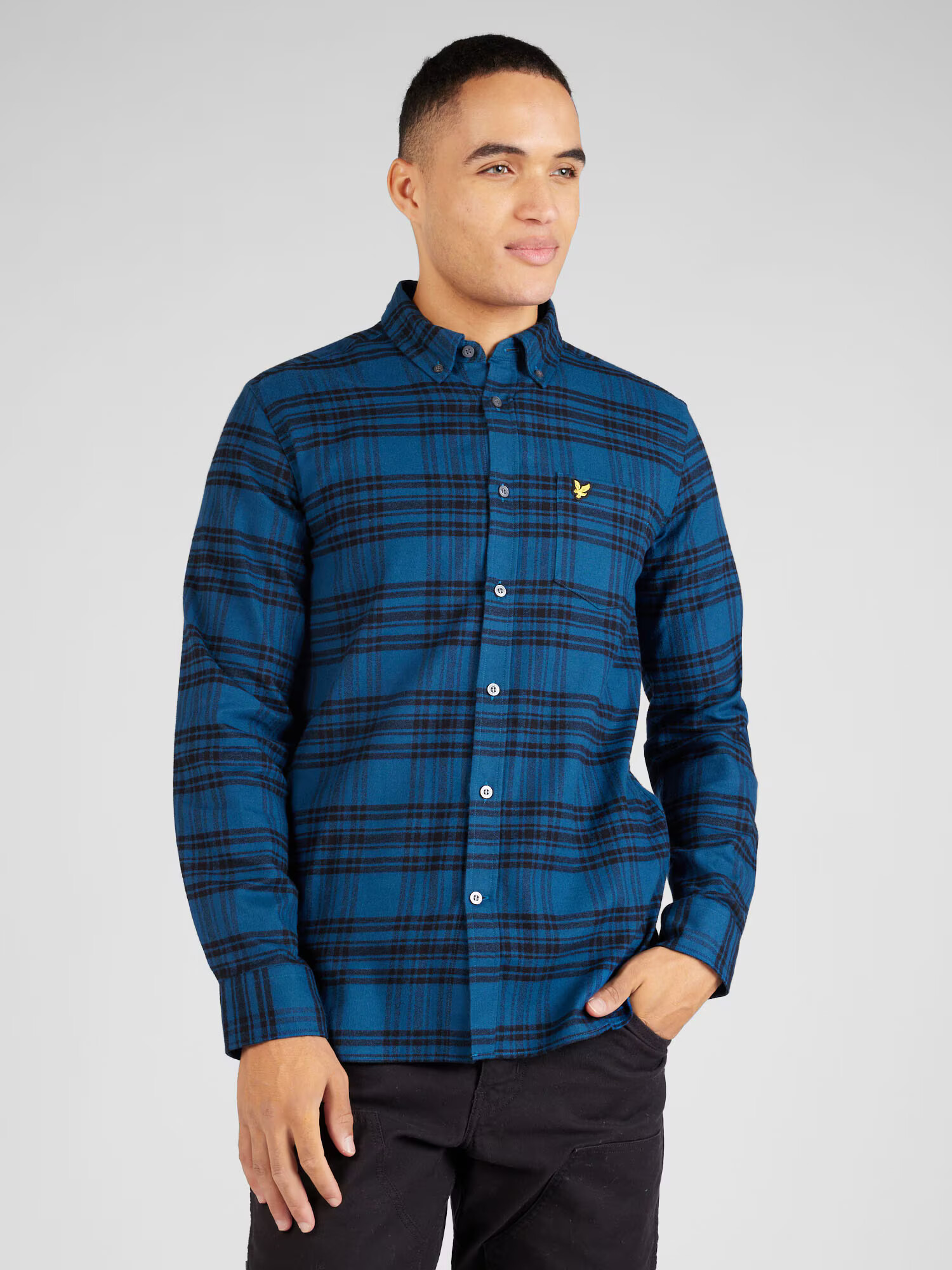 Lyle & Scott Cămașă bleumarin / albastru noapte / galben - Pled.ro