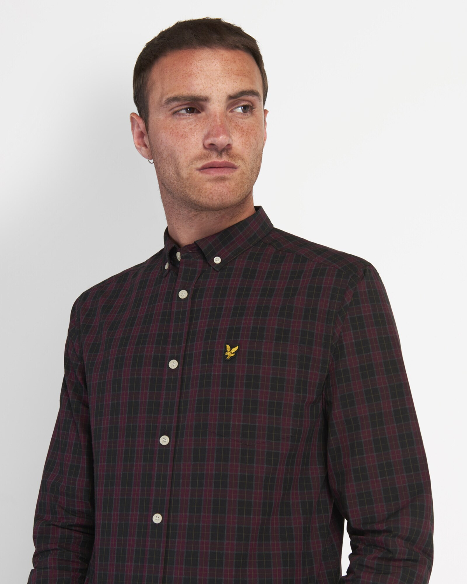 Lyle & Scott Cămașă lila / negru - Pled.ro