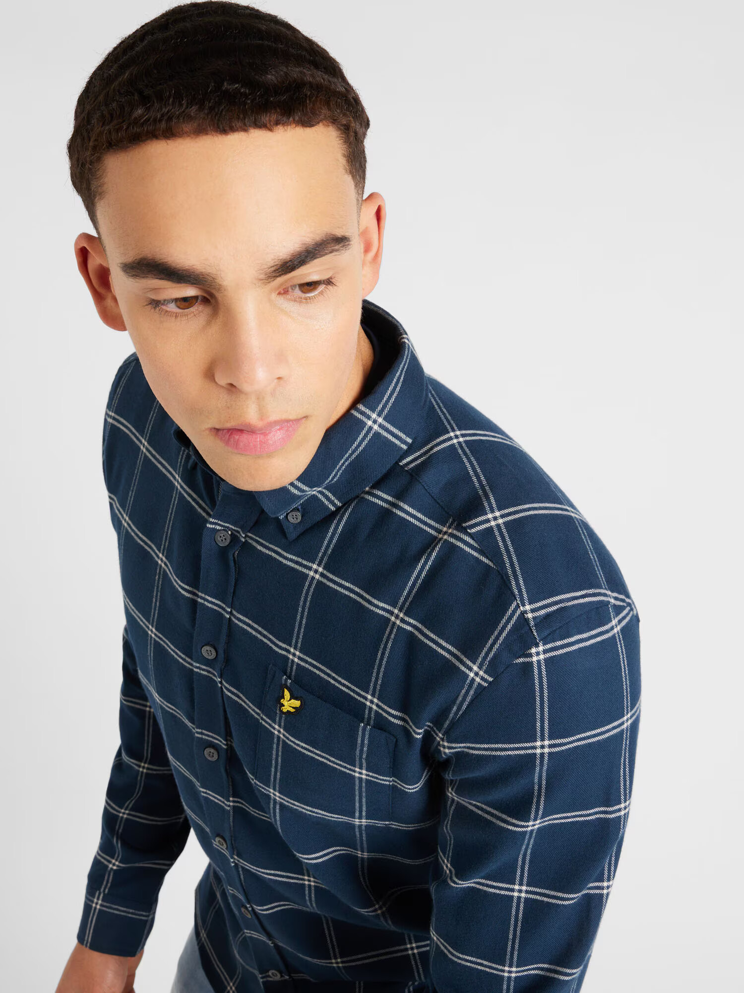 Lyle & Scott Cămașă 'Windowpane' bleumarin / alb - Pled.ro