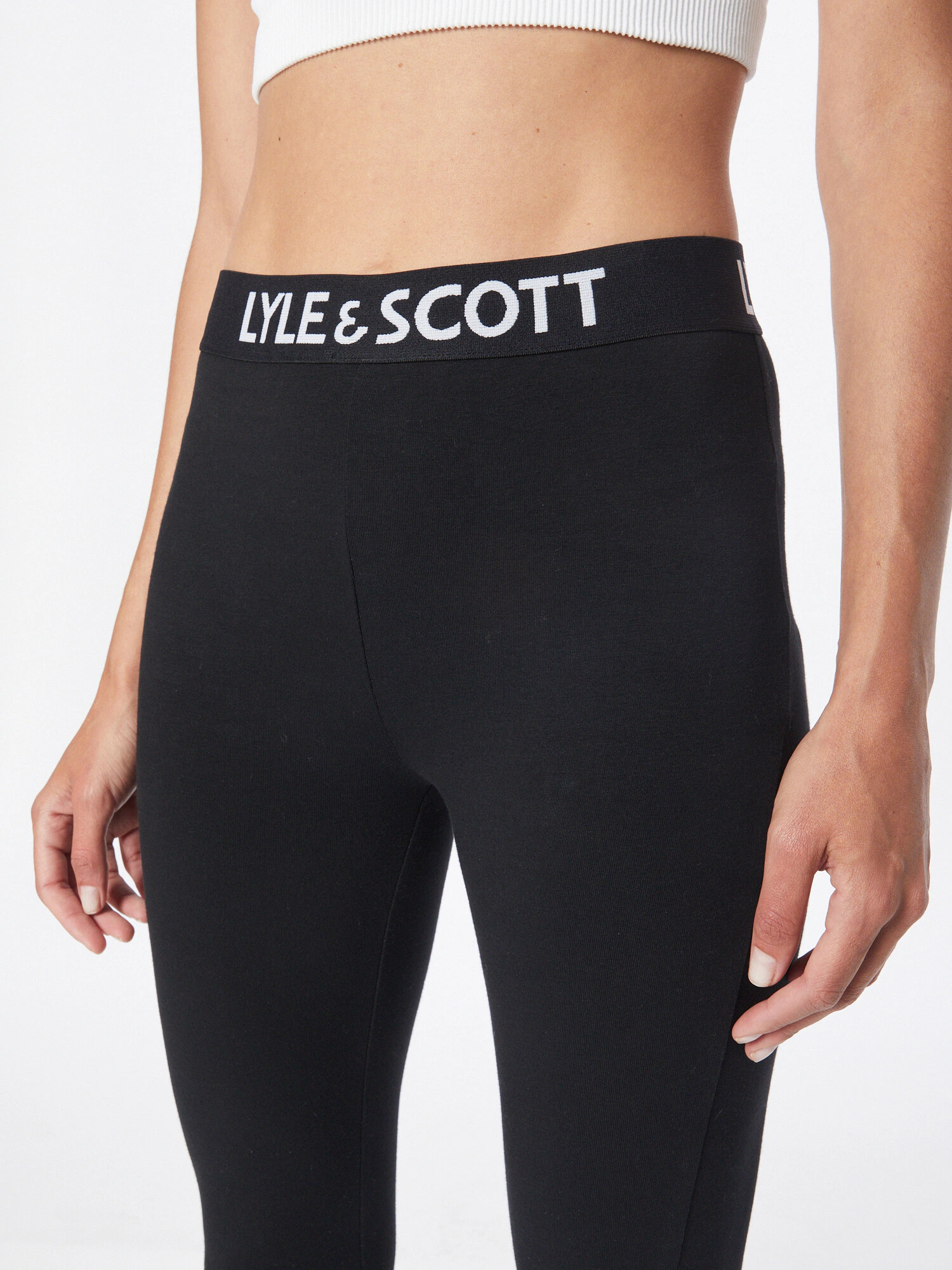 Lyle & Scott Leggings negru / alb - Pled.ro