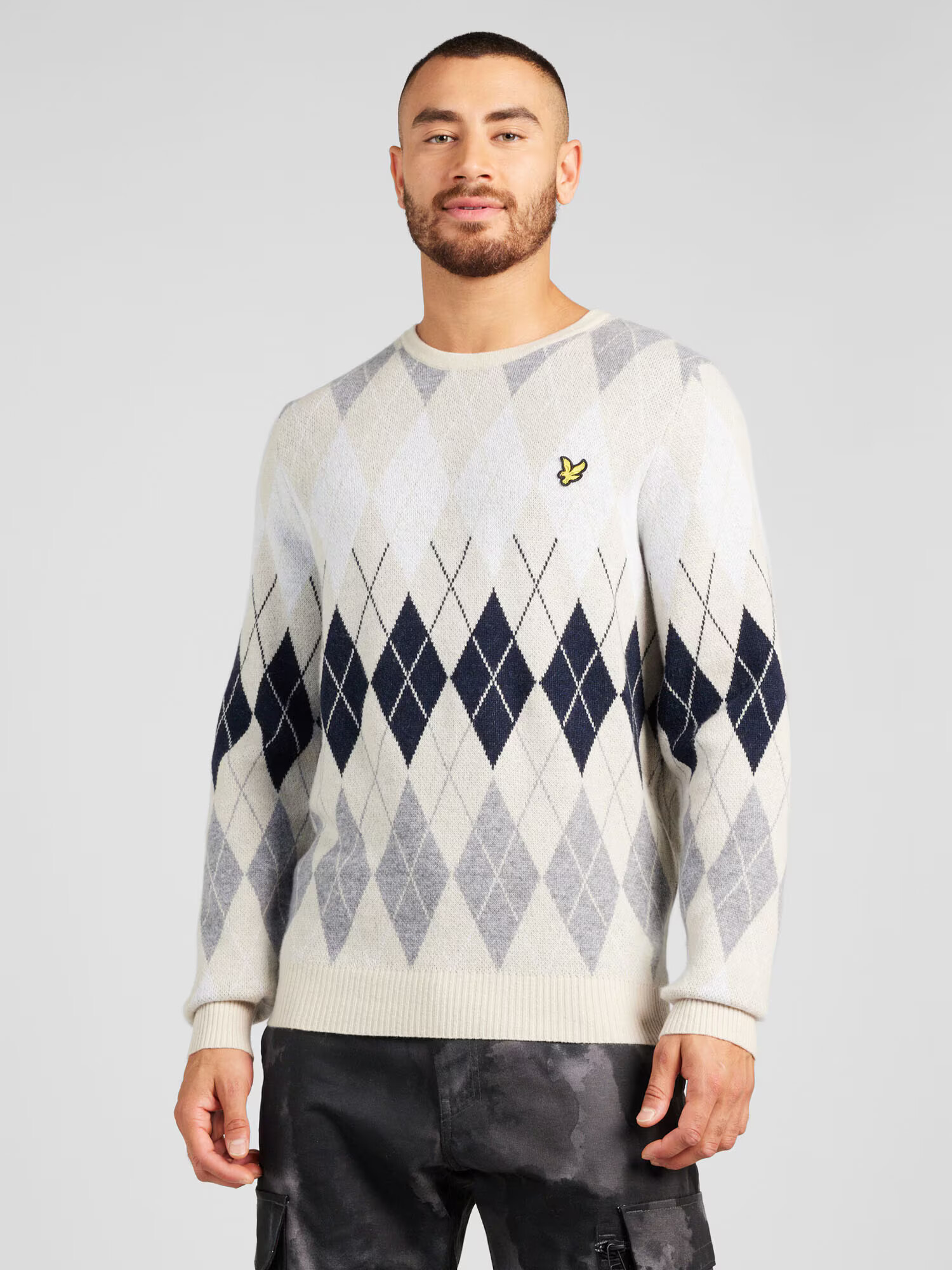 Lyle & Scott Pulover crem / gri deschis / negru / alb - Pled.ro