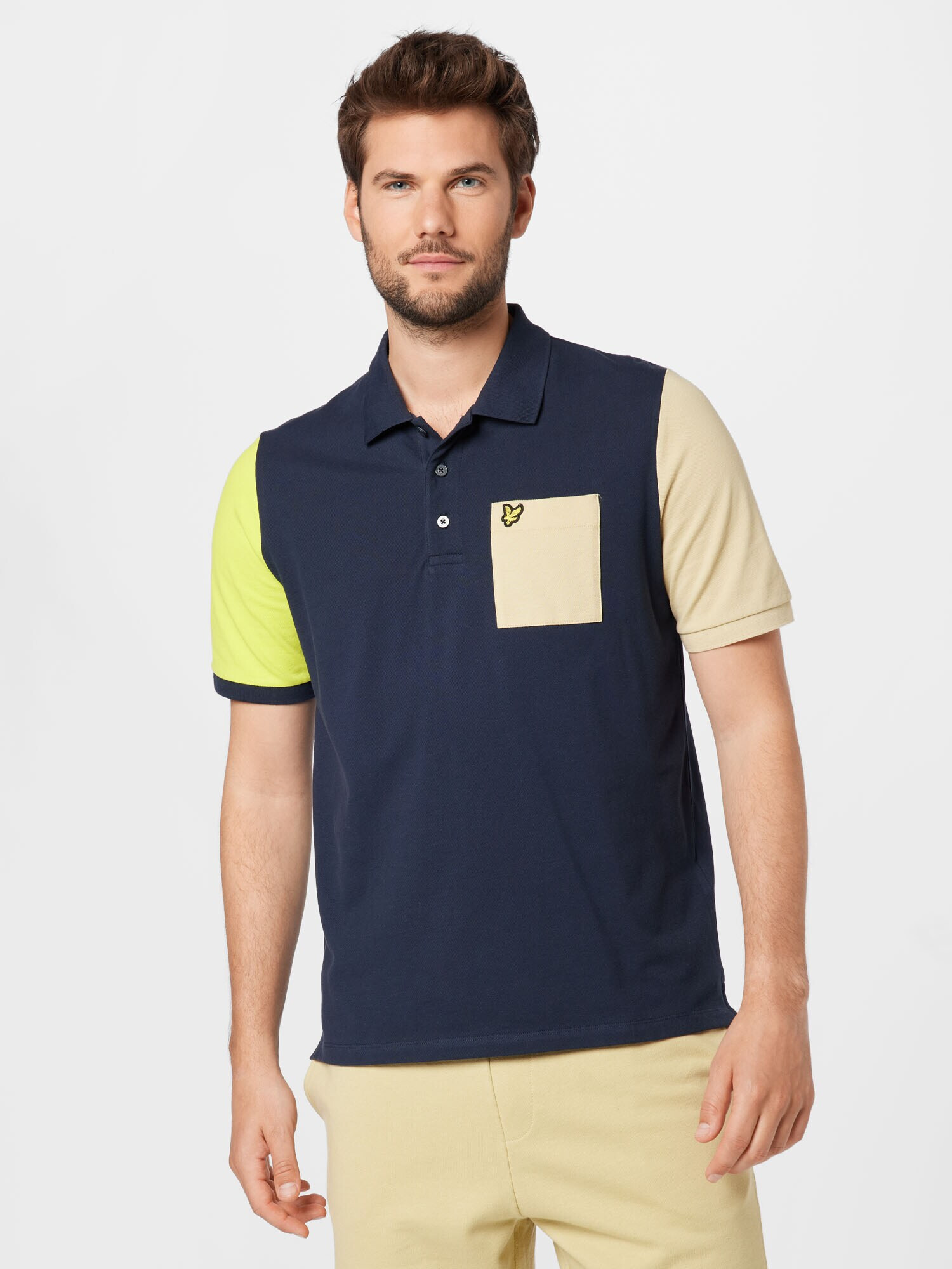 Lyle & Scott Tricou alb kitt / albastru noapte / galben deschis / negru - Pled.ro