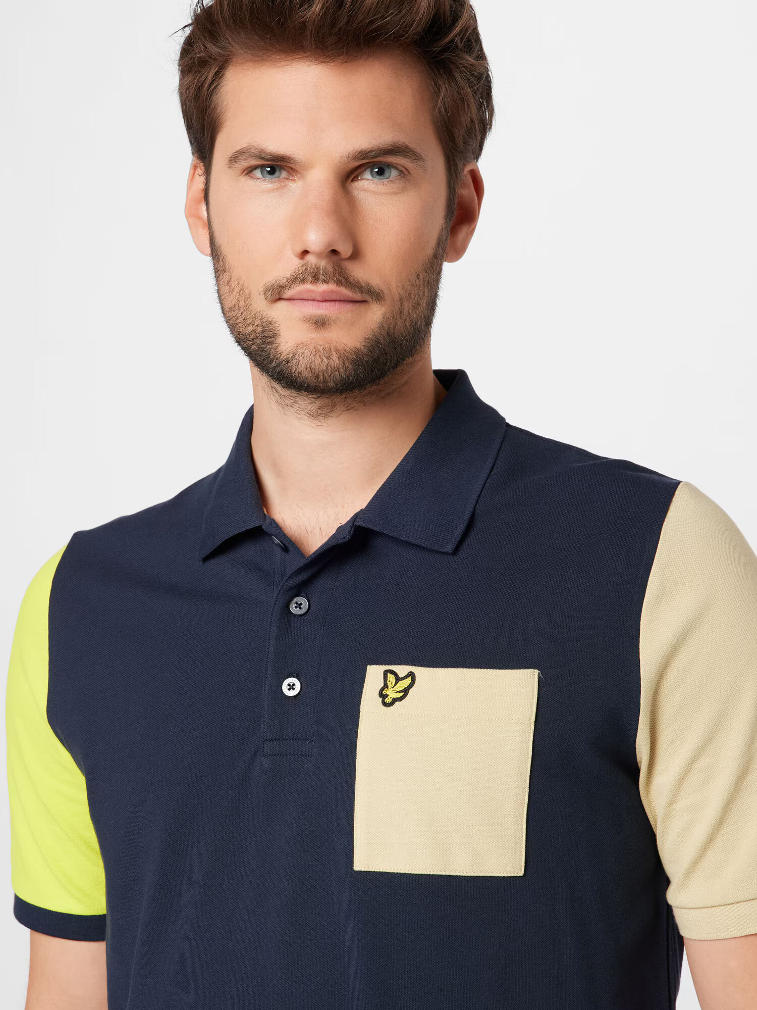 Lyle & Scott Tricou alb kitt / albastru noapte / galben deschis / negru - Pled.ro