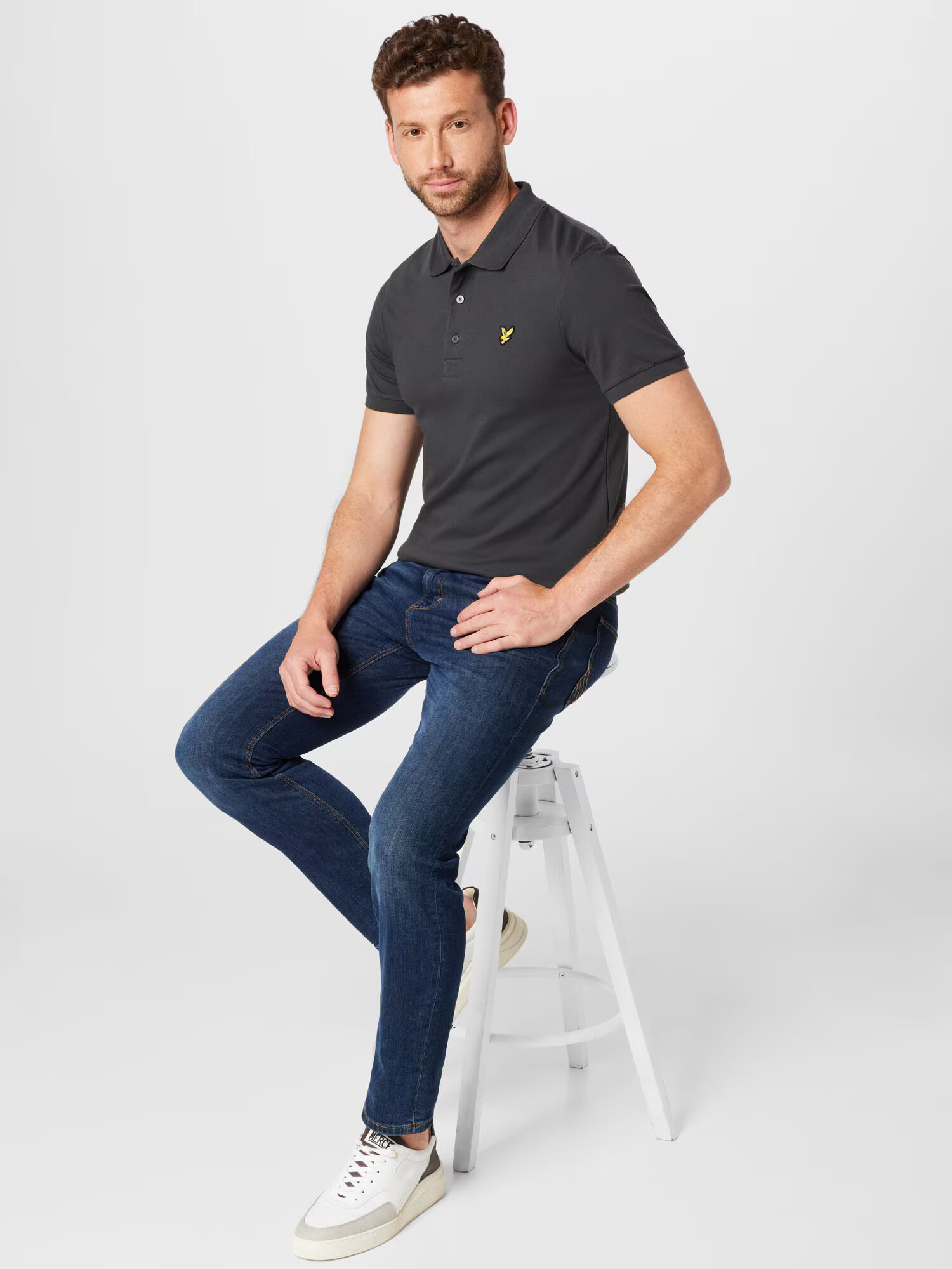 Lyle & Scott Tricou galben auriu / gri metalic / negru - Pled.ro