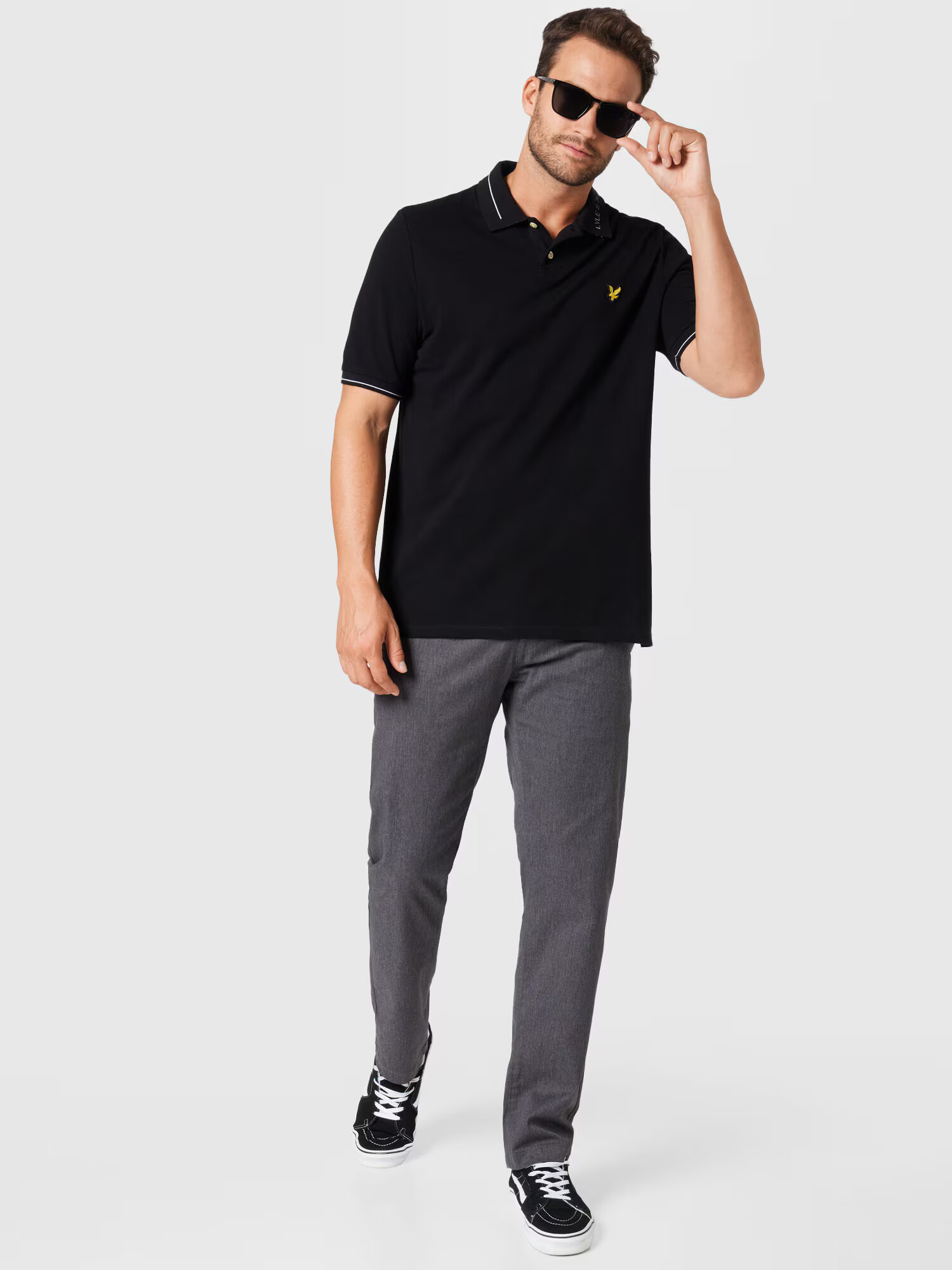 Lyle & Scott Tricou galben / negru / alb - Pled.ro