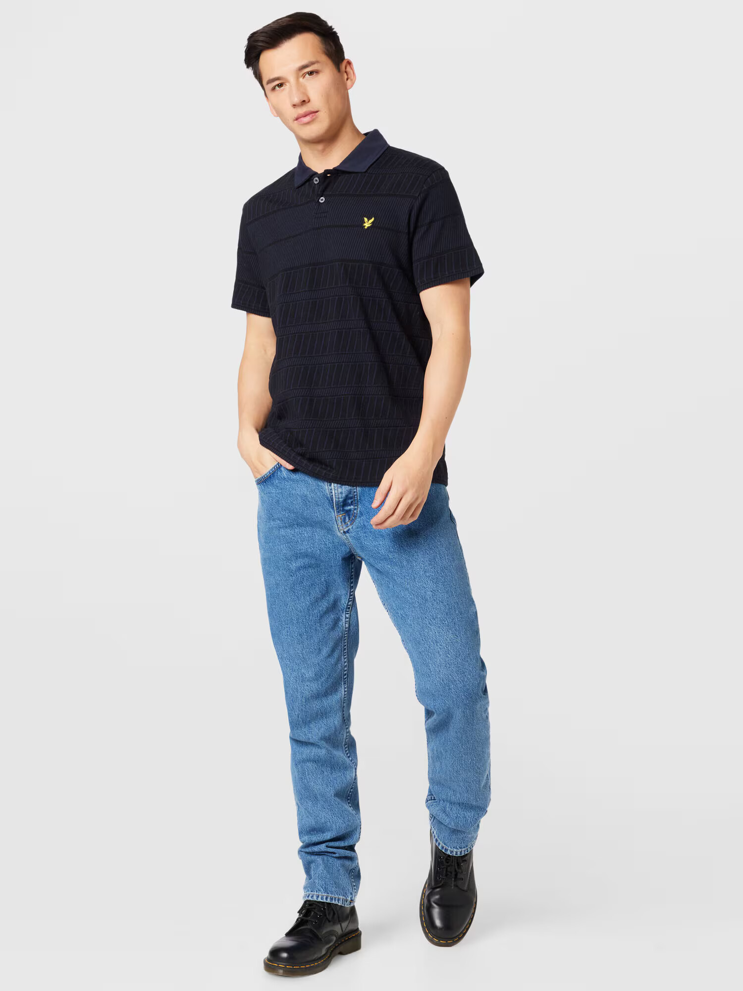 Lyle & Scott Tricou 'Grid' bleumarin / albastru noapte / galben / negru - Pled.ro