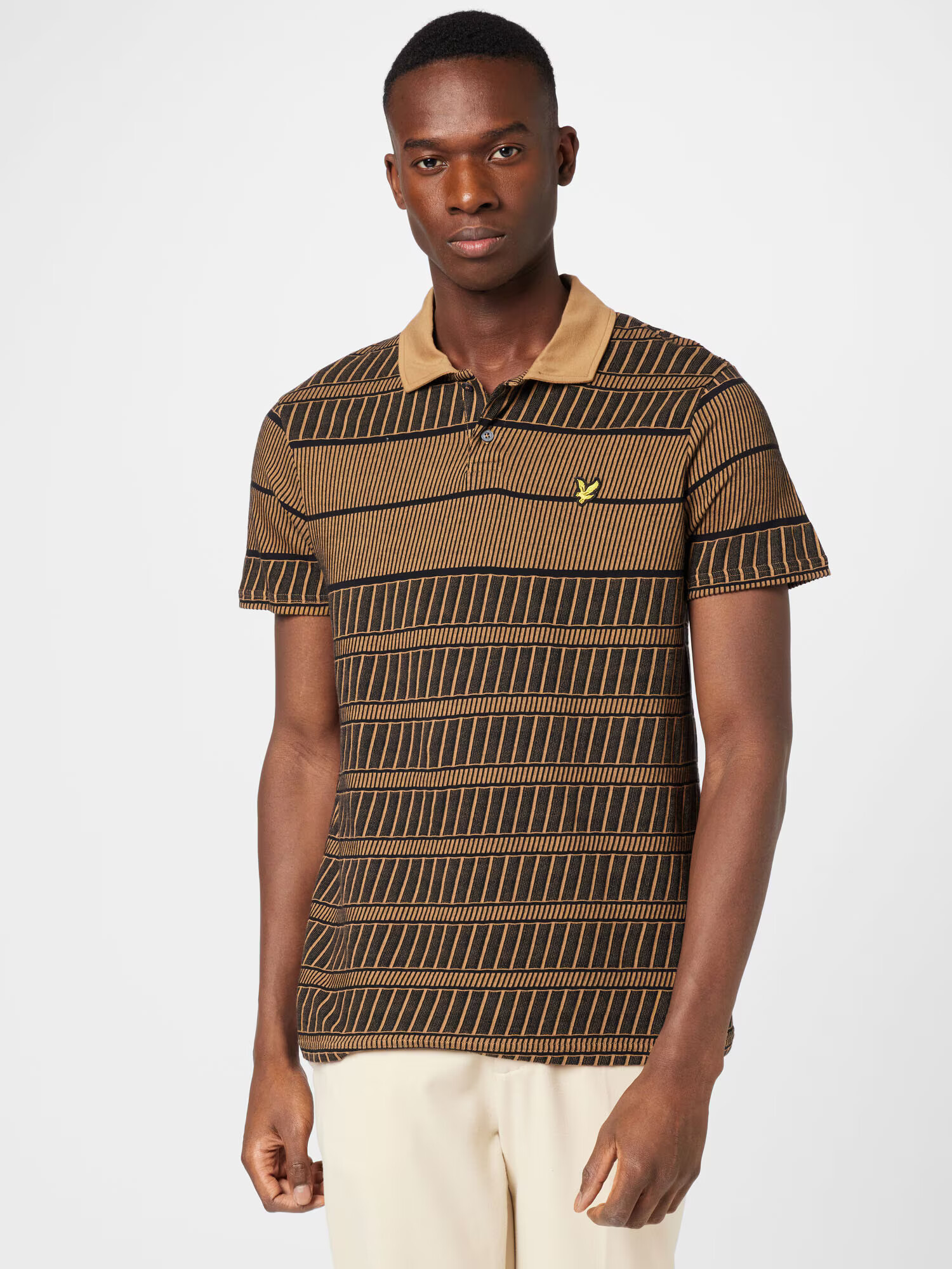 Lyle & Scott Tricou 'Grid' maro cămilă / maro închis / galben - Pled.ro