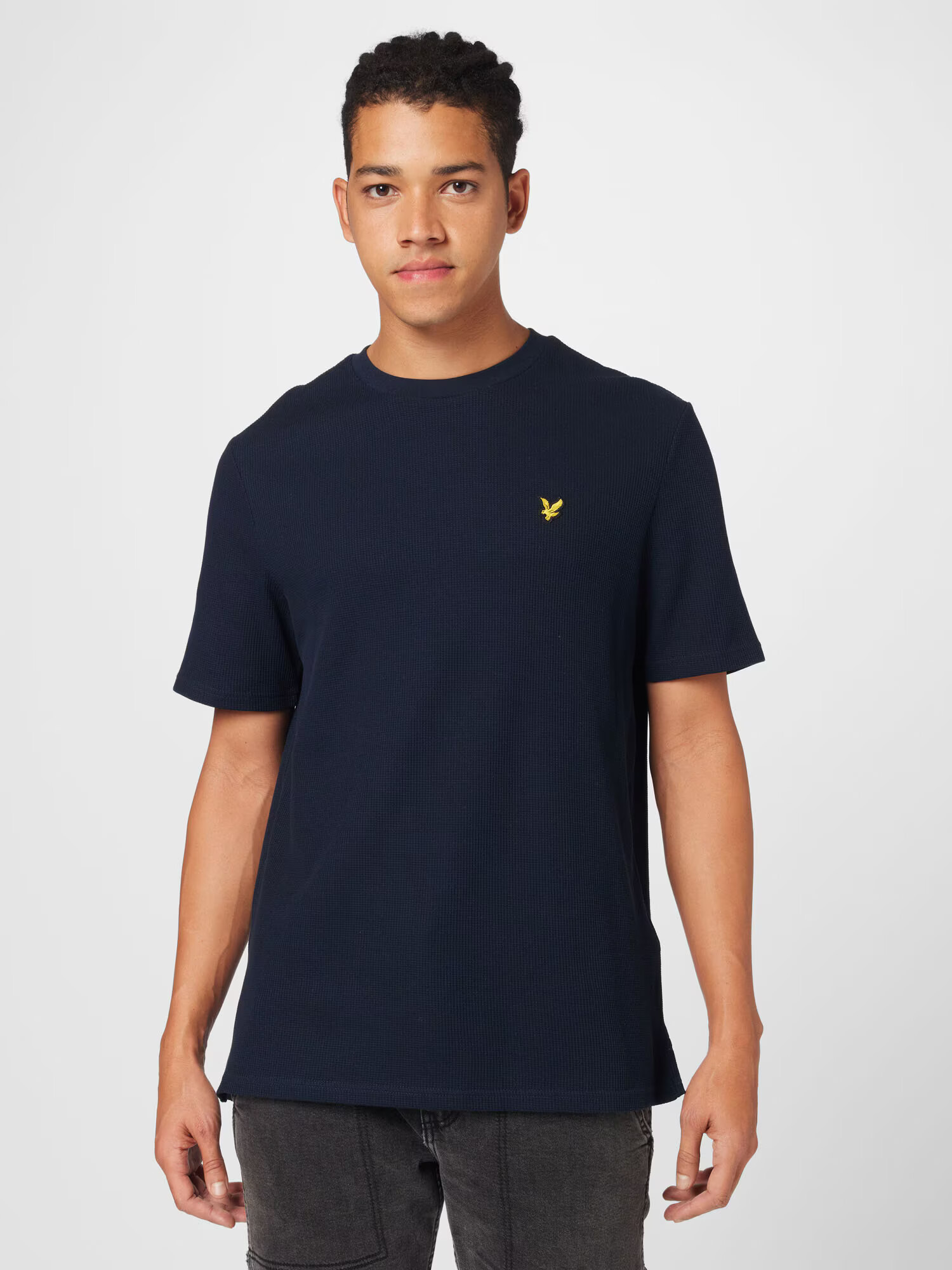 Lyle & Scott Tricou 'Waffle' bleumarin / galben - Pled.ro