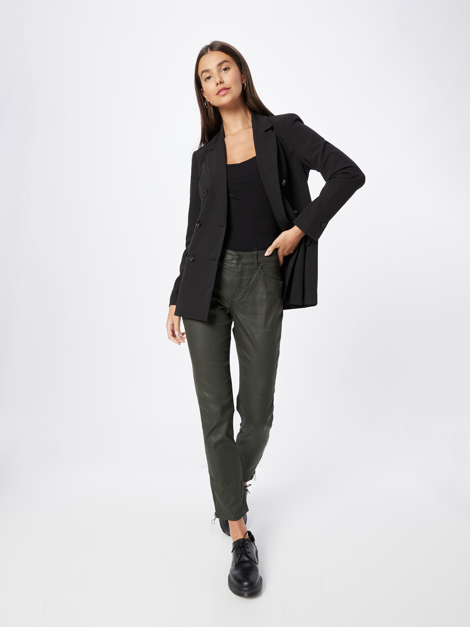 MAC Pantaloni 'RICH' verde pin - Pled.ro