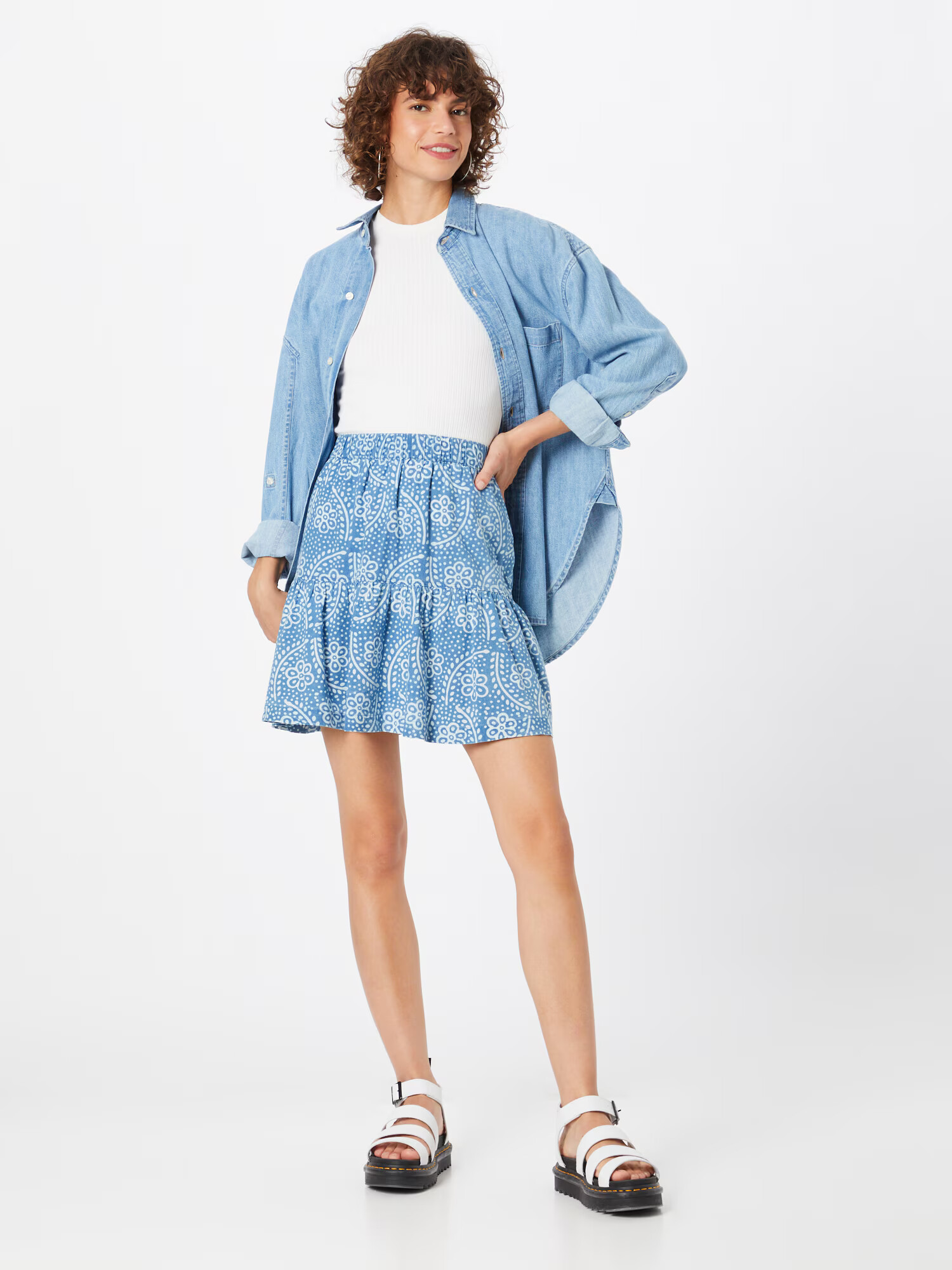 Madewell Fustă albastru deschis / alb - Pled.ro