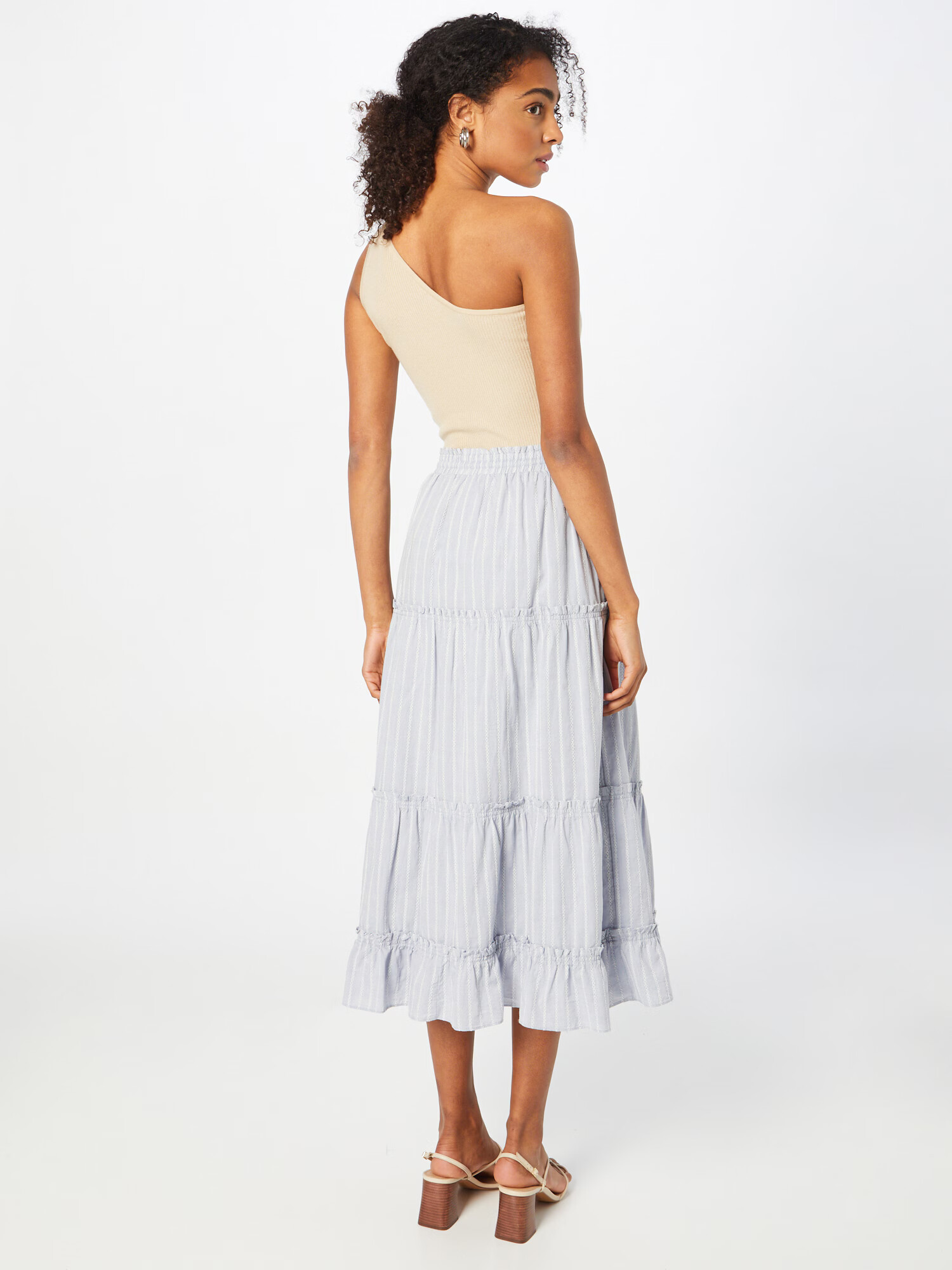 Madewell Fustă gri deschis / alb - Pled.ro