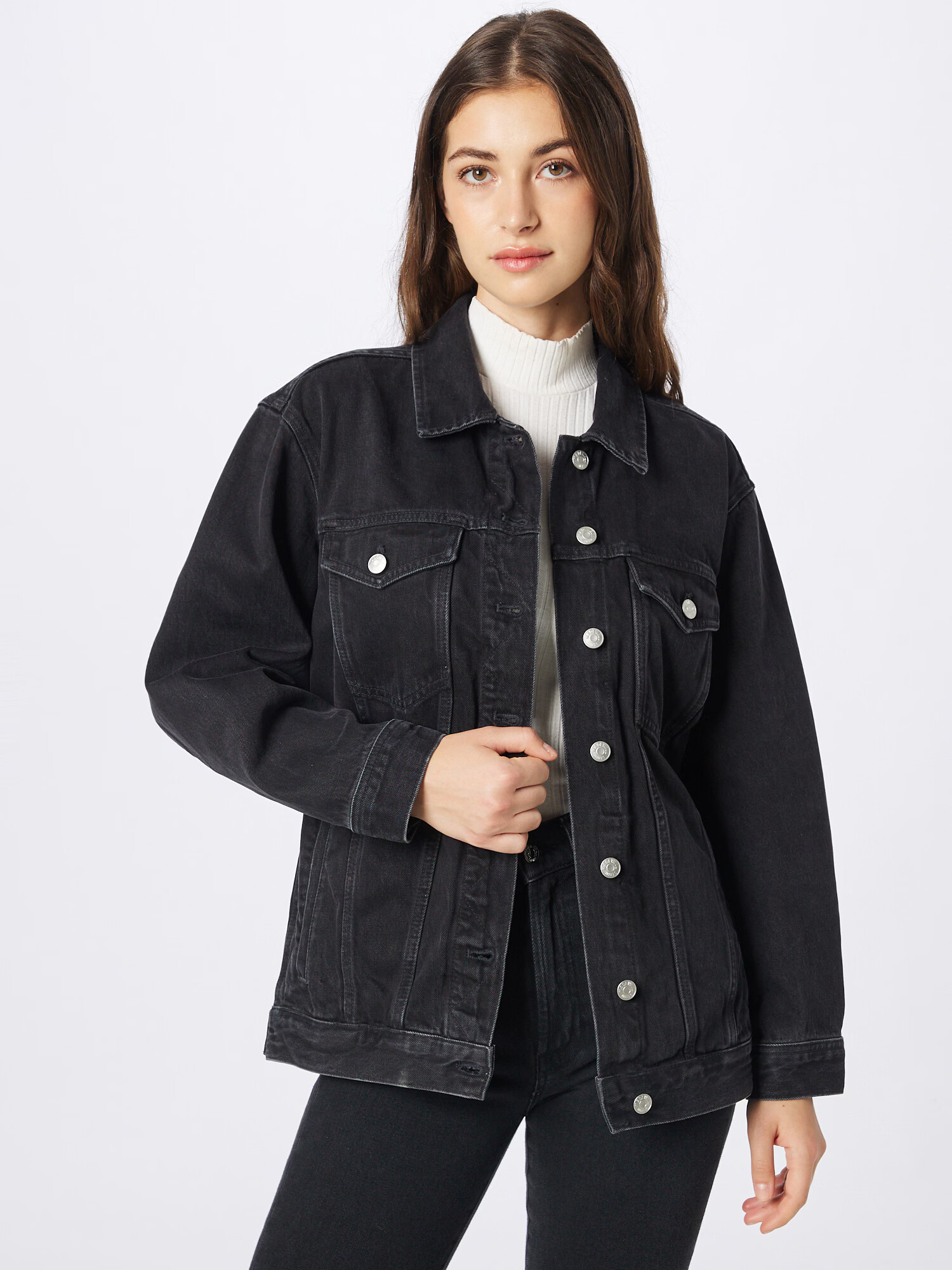 Madewell Geacă de primăvară-toamnă negru denim - Pled.ro