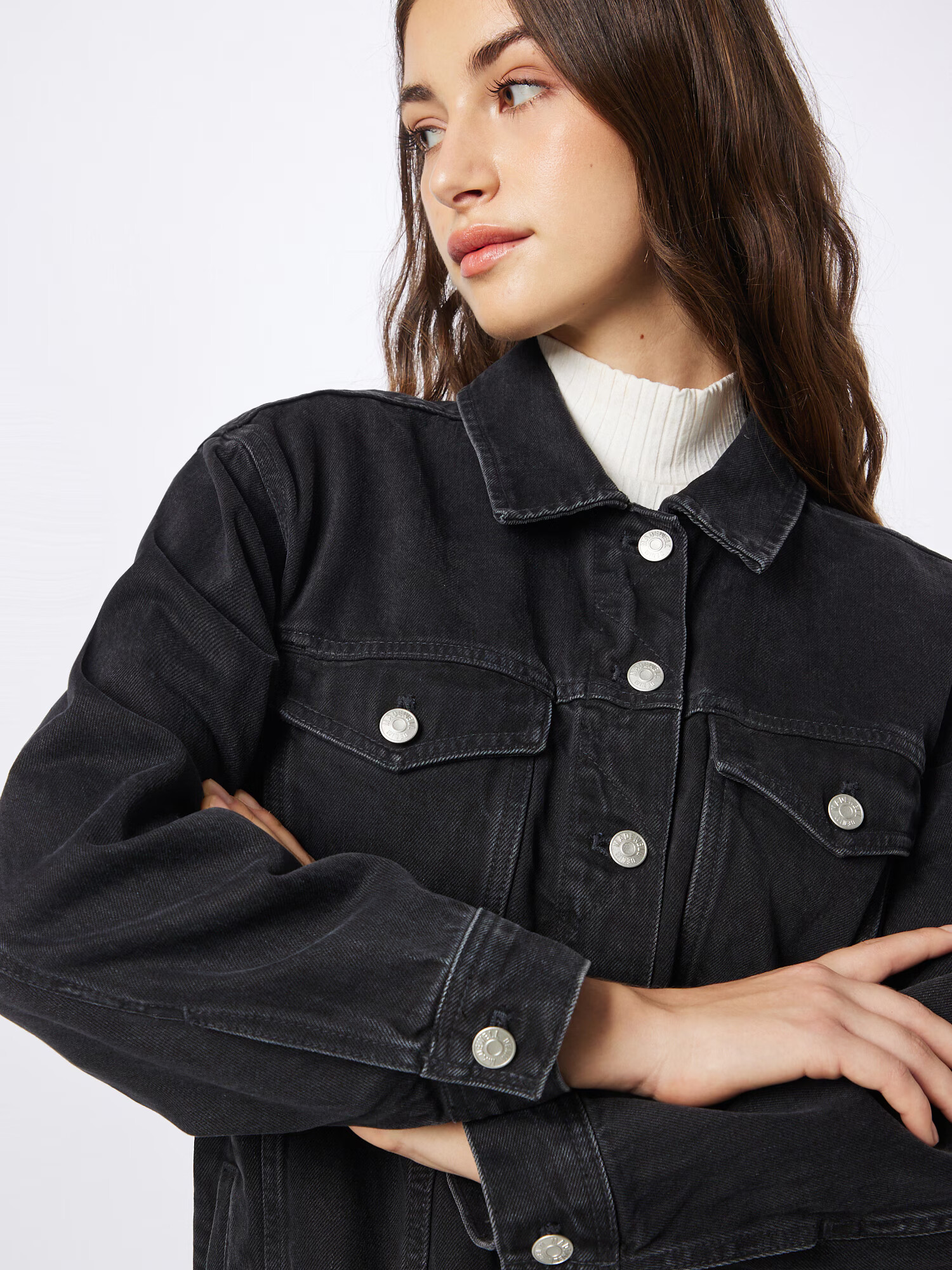 Madewell Geacă de primăvară-toamnă negru denim - Pled.ro