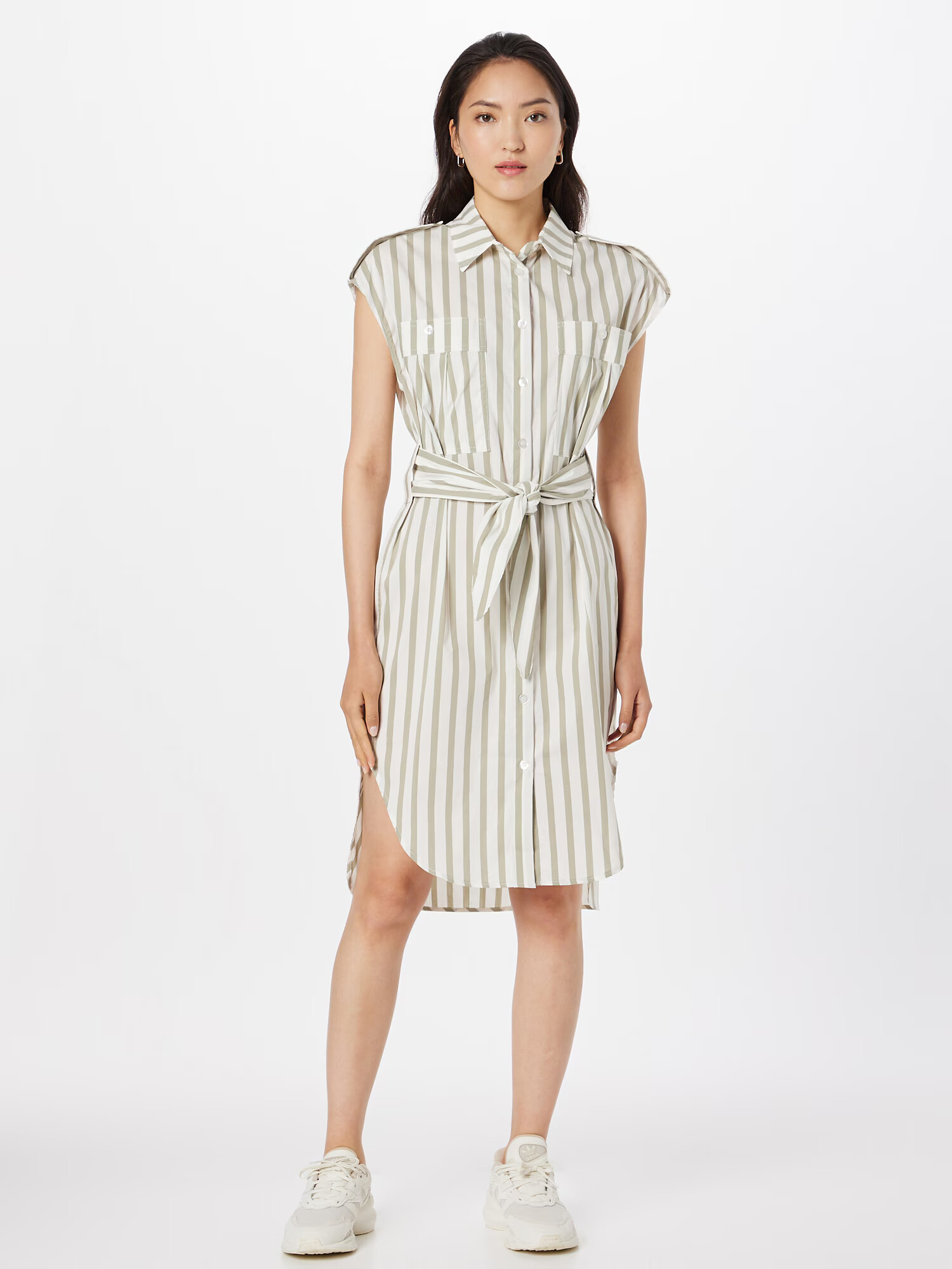 MADS NORGAARD COPENHAGEN Rochie tip bluză 'Poplin' bej / alb - Pled.ro