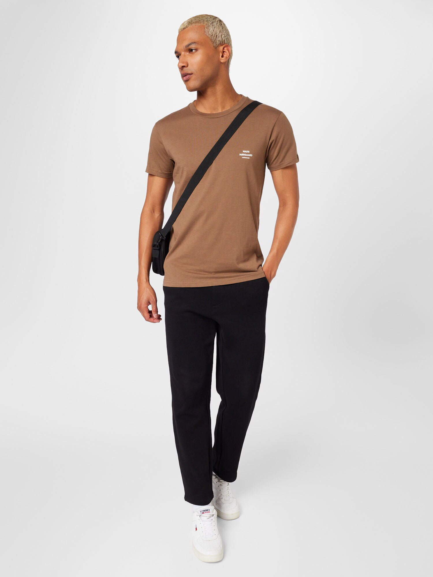 MADS NORGAARD COPENHAGEN Tricou 'Thor' maro deschis / alb - Pled.ro