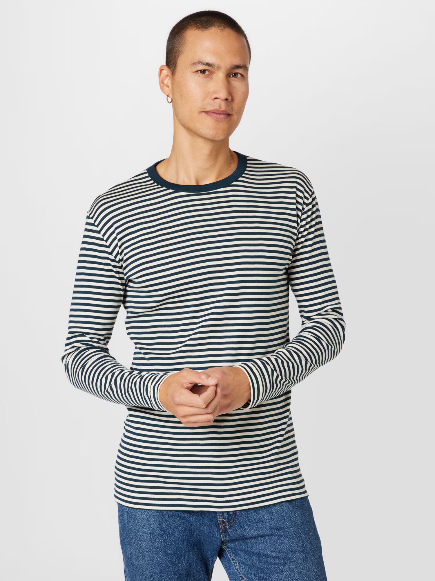 MADS NORGAARD COPENHAGEN Tricou 'Tobias' ecru / albastru noapte - Pled.ro