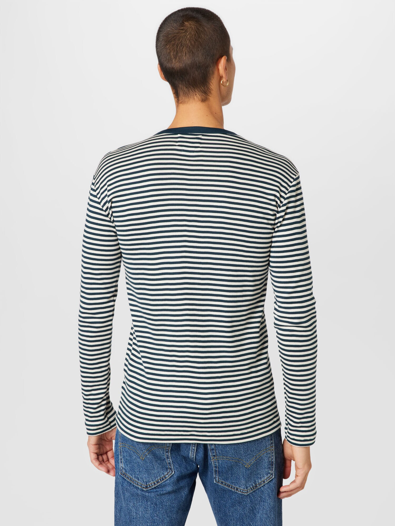 MADS NORGAARD COPENHAGEN Tricou 'Tobias' ecru / albastru noapte - Pled.ro