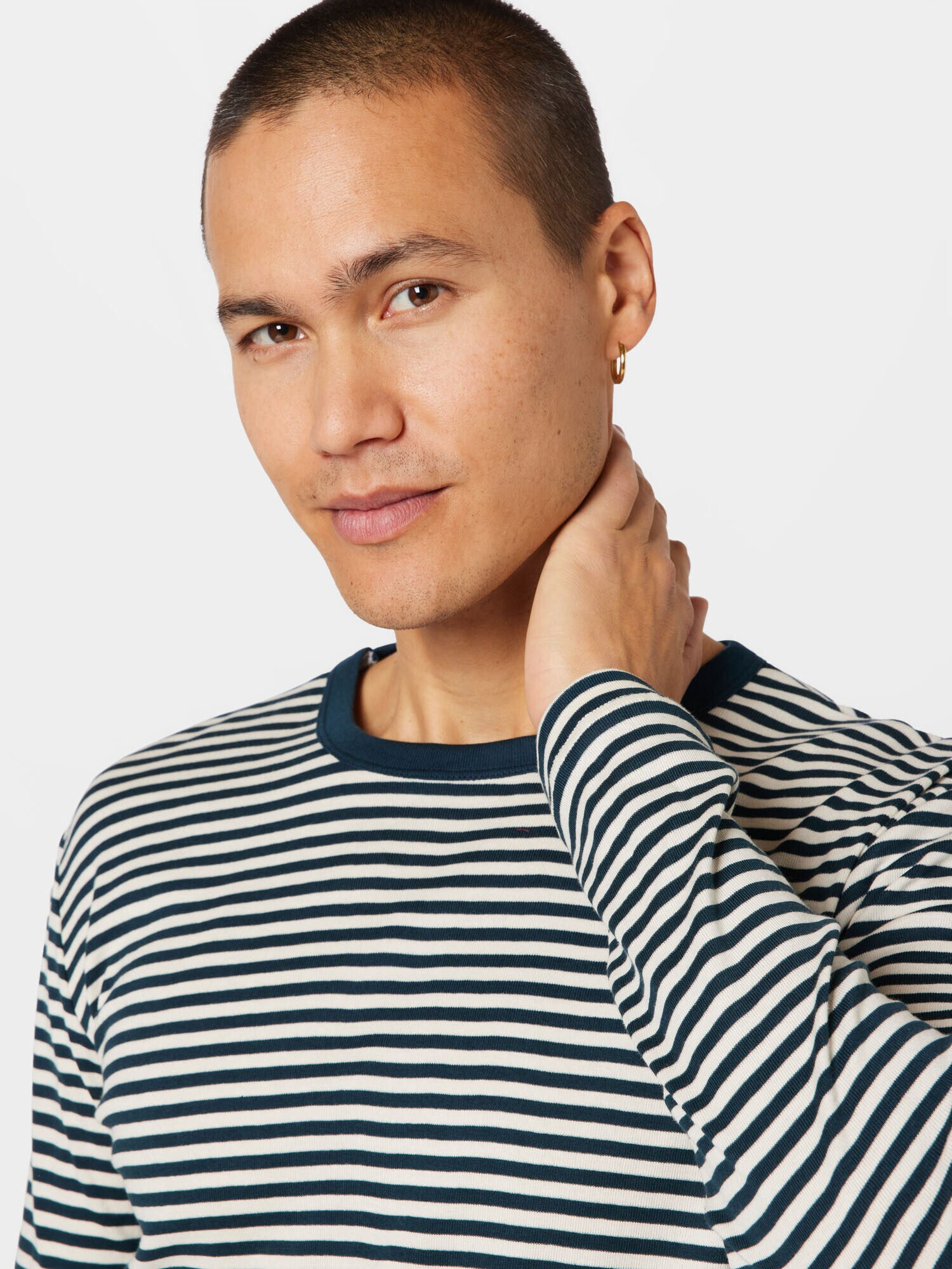 MADS NORGAARD COPENHAGEN Tricou 'Tobias' ecru / albastru noapte - Pled.ro