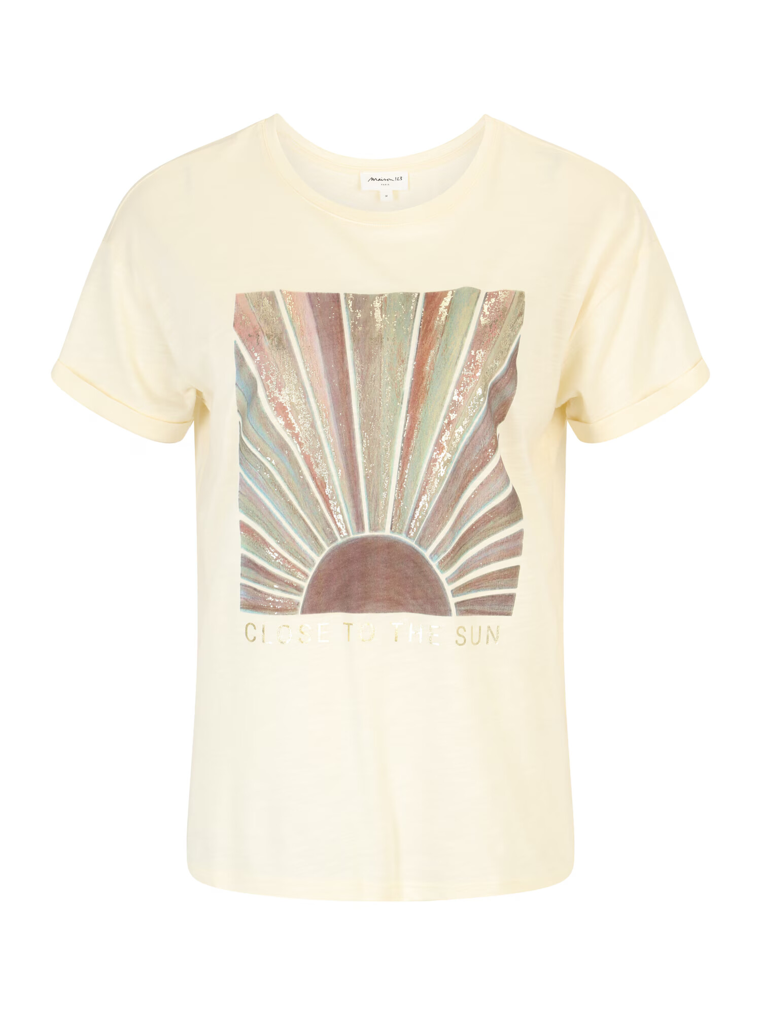 Maison 123 Tricou 'MADDY' maro mokka / galben pastel / auriu / verde pastel - Pled.ro