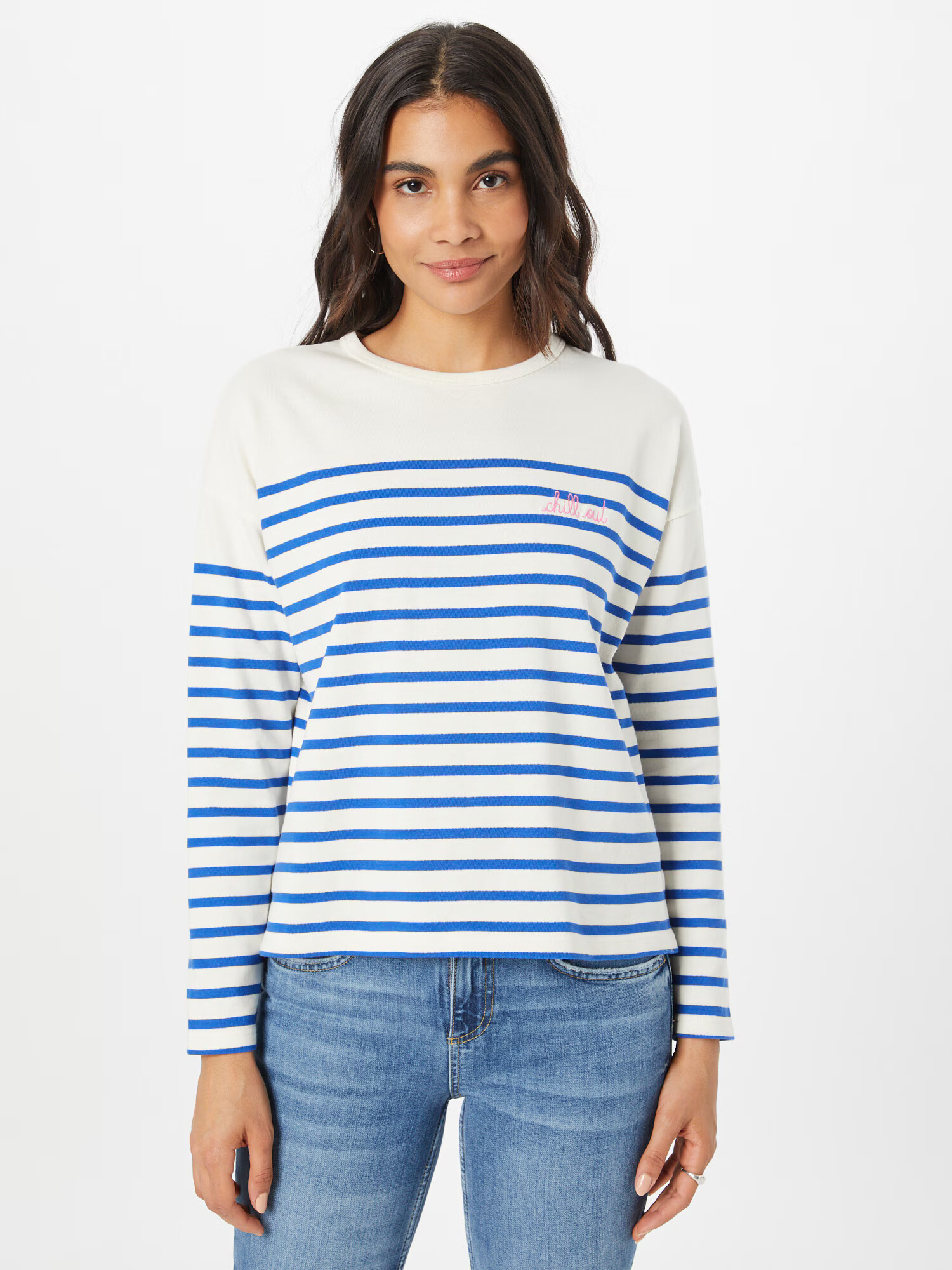 Maison Labiche Tricou 'CHILL OUT' fildeş / albastru regal / roz - Pled.ro