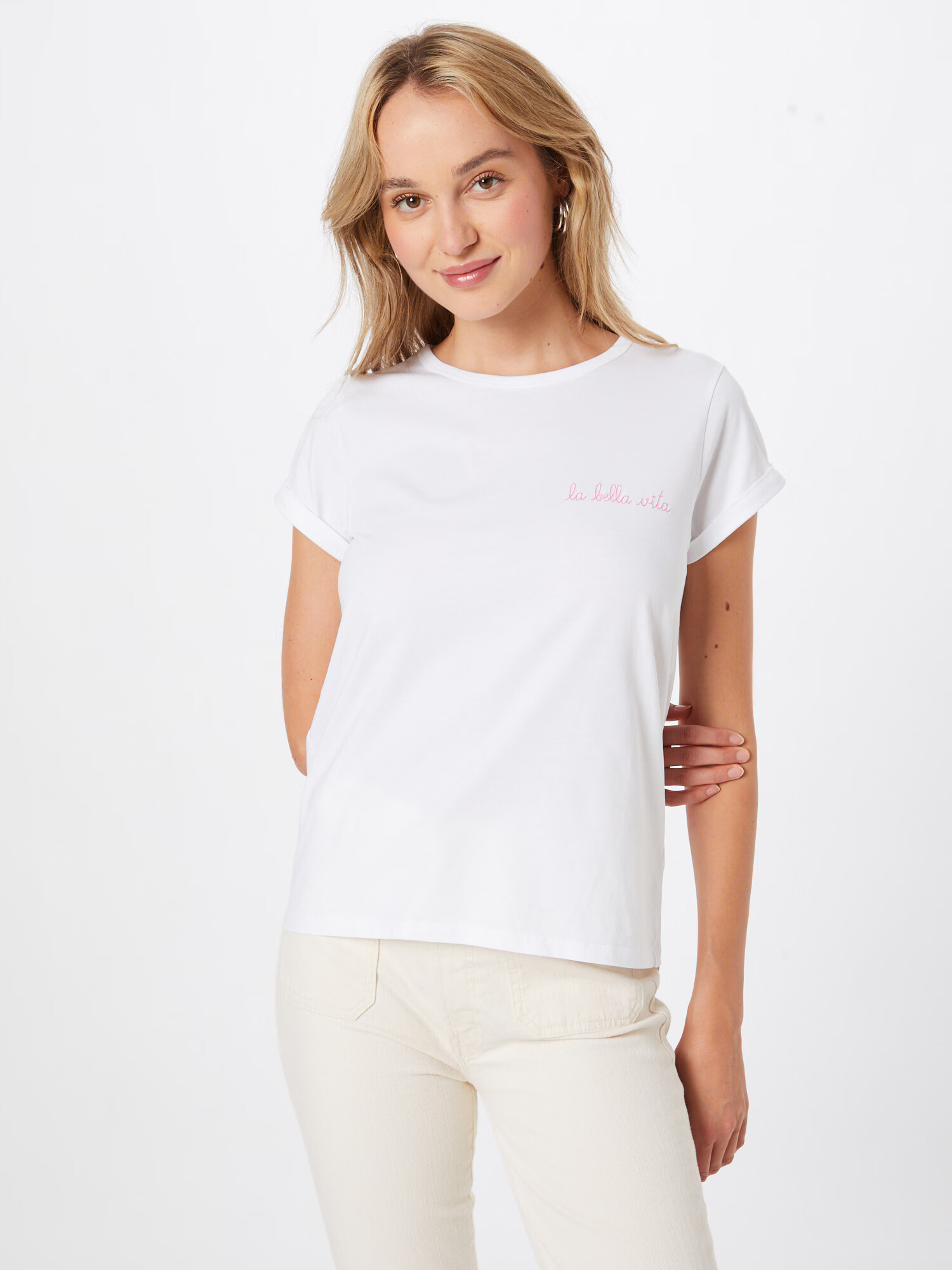 Maison Labiche Tricou 'LA BELLA VITA' roz / alb - Pled.ro