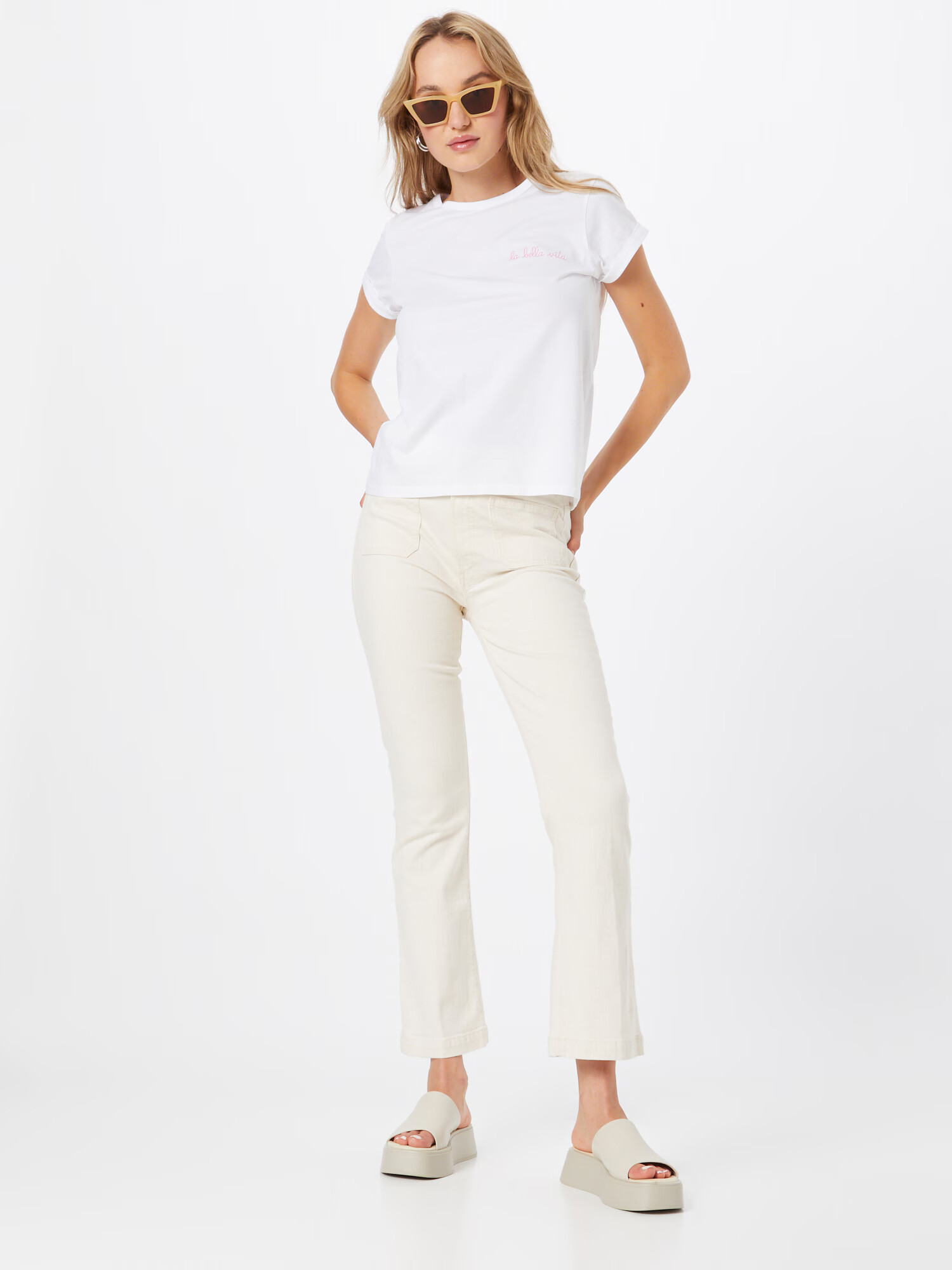 Maison Labiche Tricou 'LA BELLA VITA' roz / alb - Pled.ro