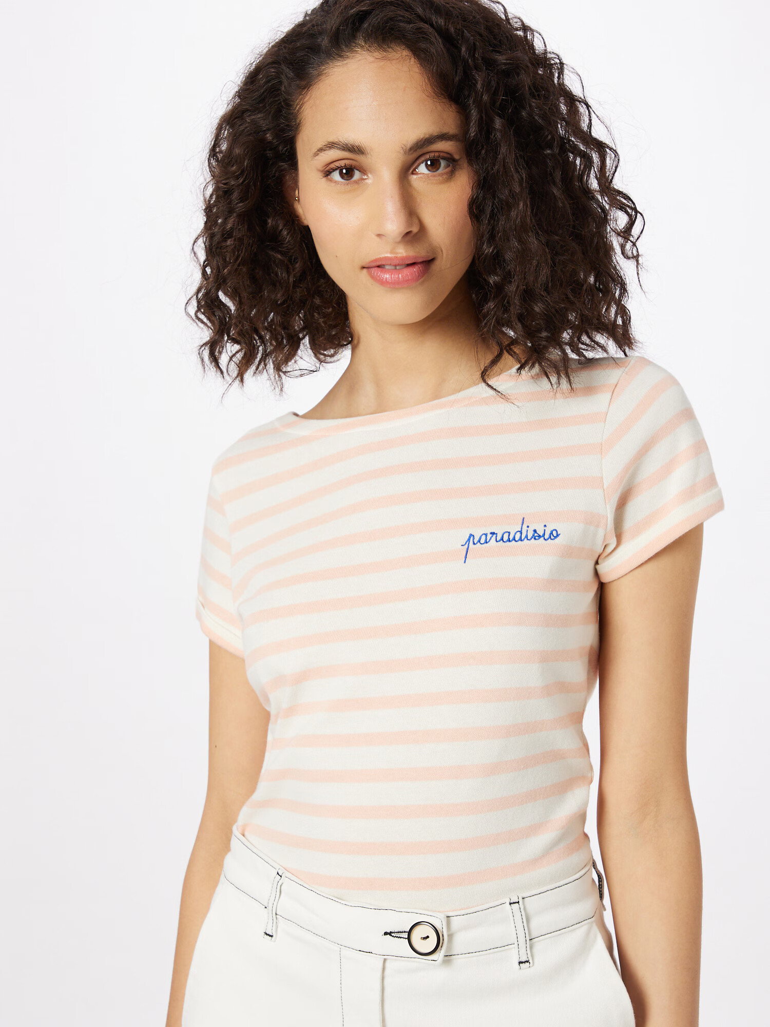 Maison Labiche Tricou 'LA COMBIER' albastru regal / portocaliu caisă / alb - Pled.ro