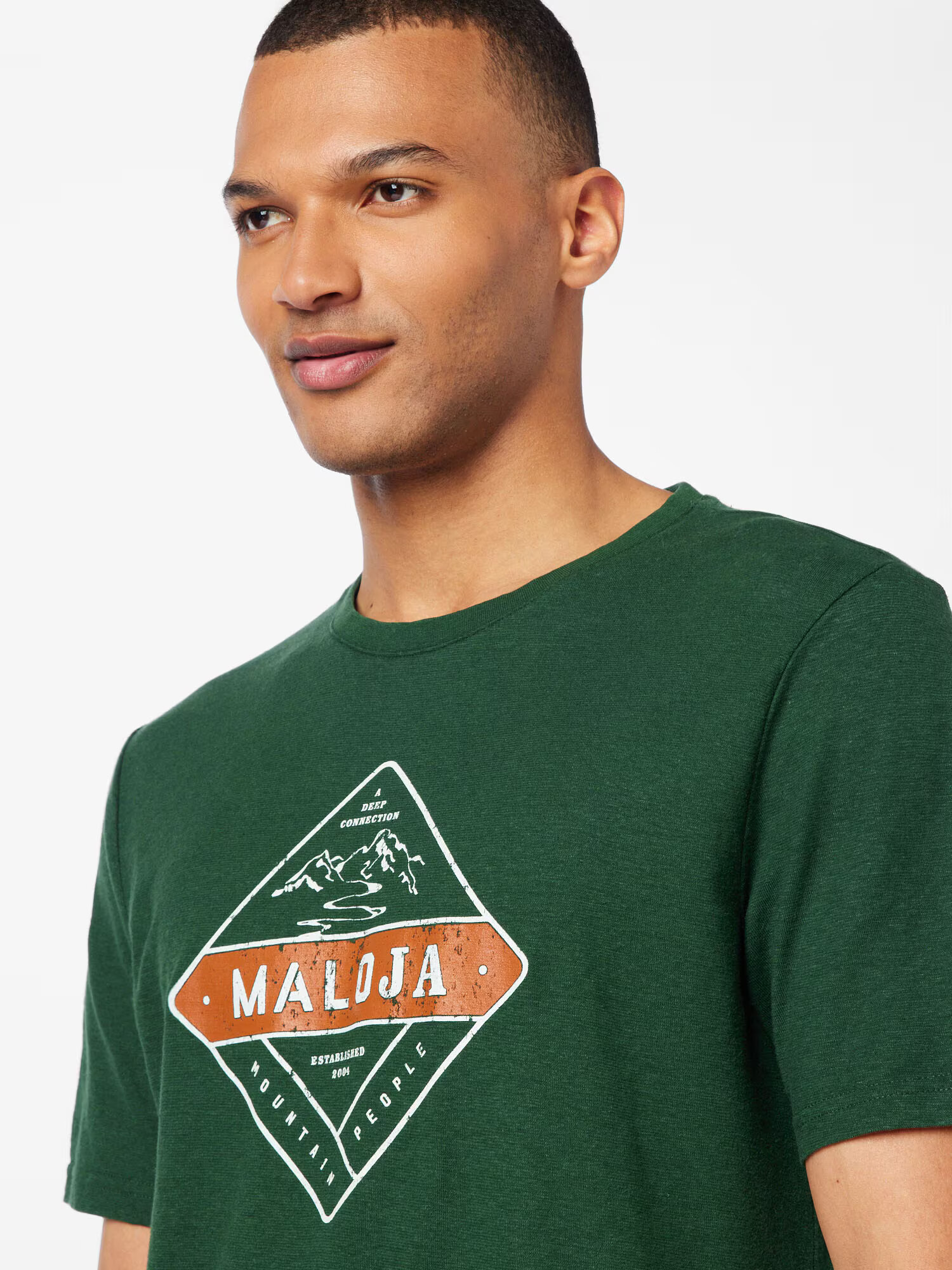 Maloja Tricou funcțional 'Kibe' verde pin / portocaliu închis / alb - Pled.ro