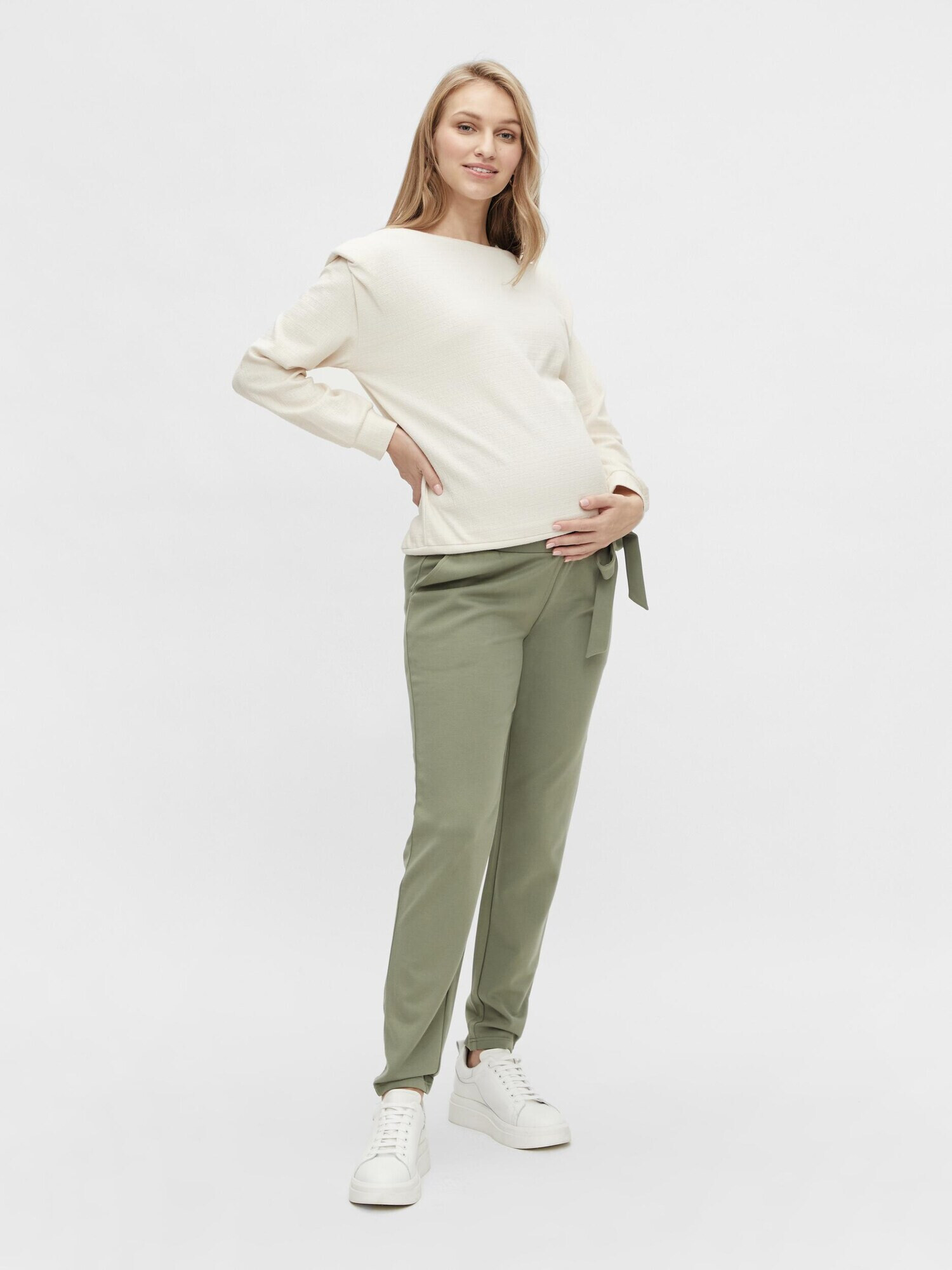 MAMALICIOUS Pantaloni 'Masmini' gri amestecat / oliv - Pled.ro