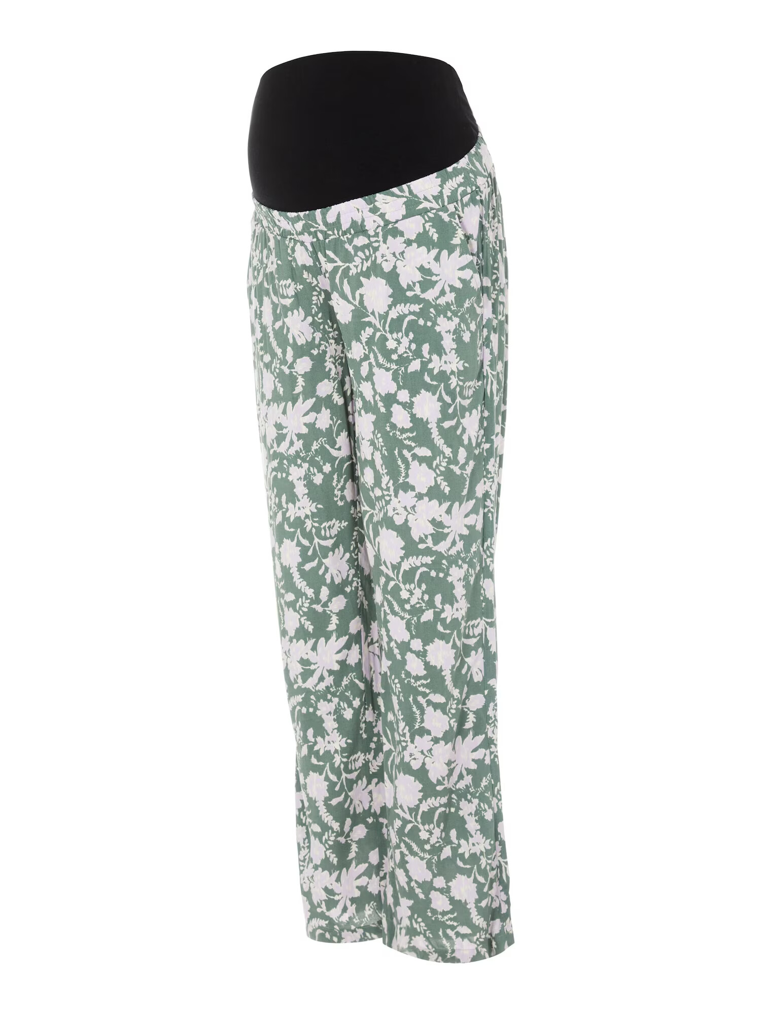 MAMALICIOUS Pantaloni 'Thea' verde petrol / roz pastel / alb - Pled.ro