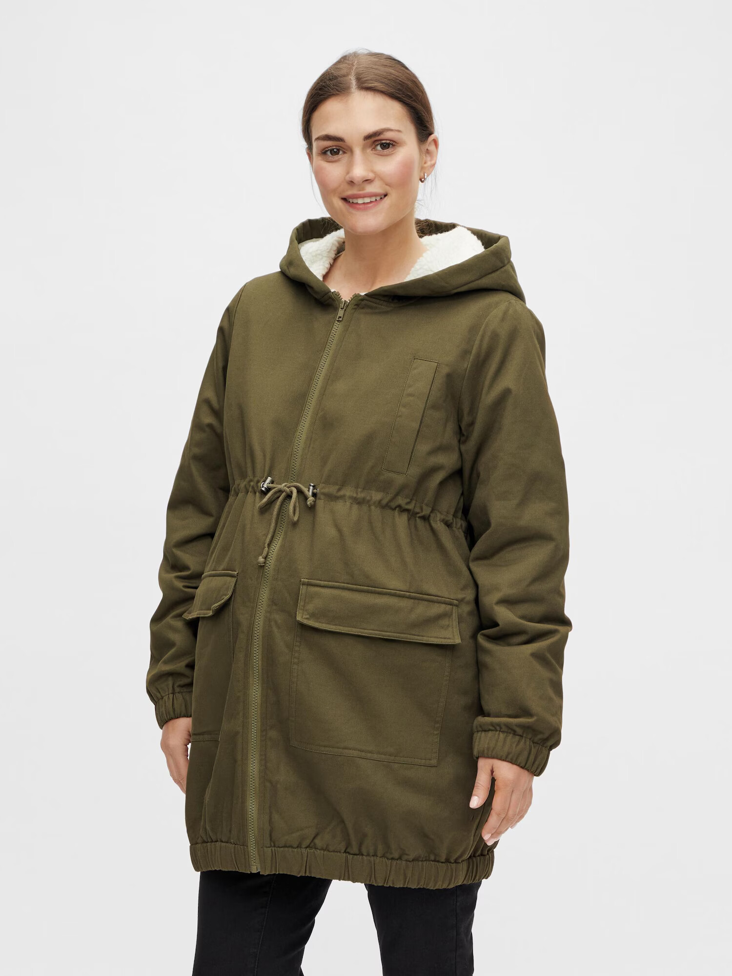 MAMALICIOUS Parka de primăvară-toamnă 'Linse' crem / oliv - Pled.ro