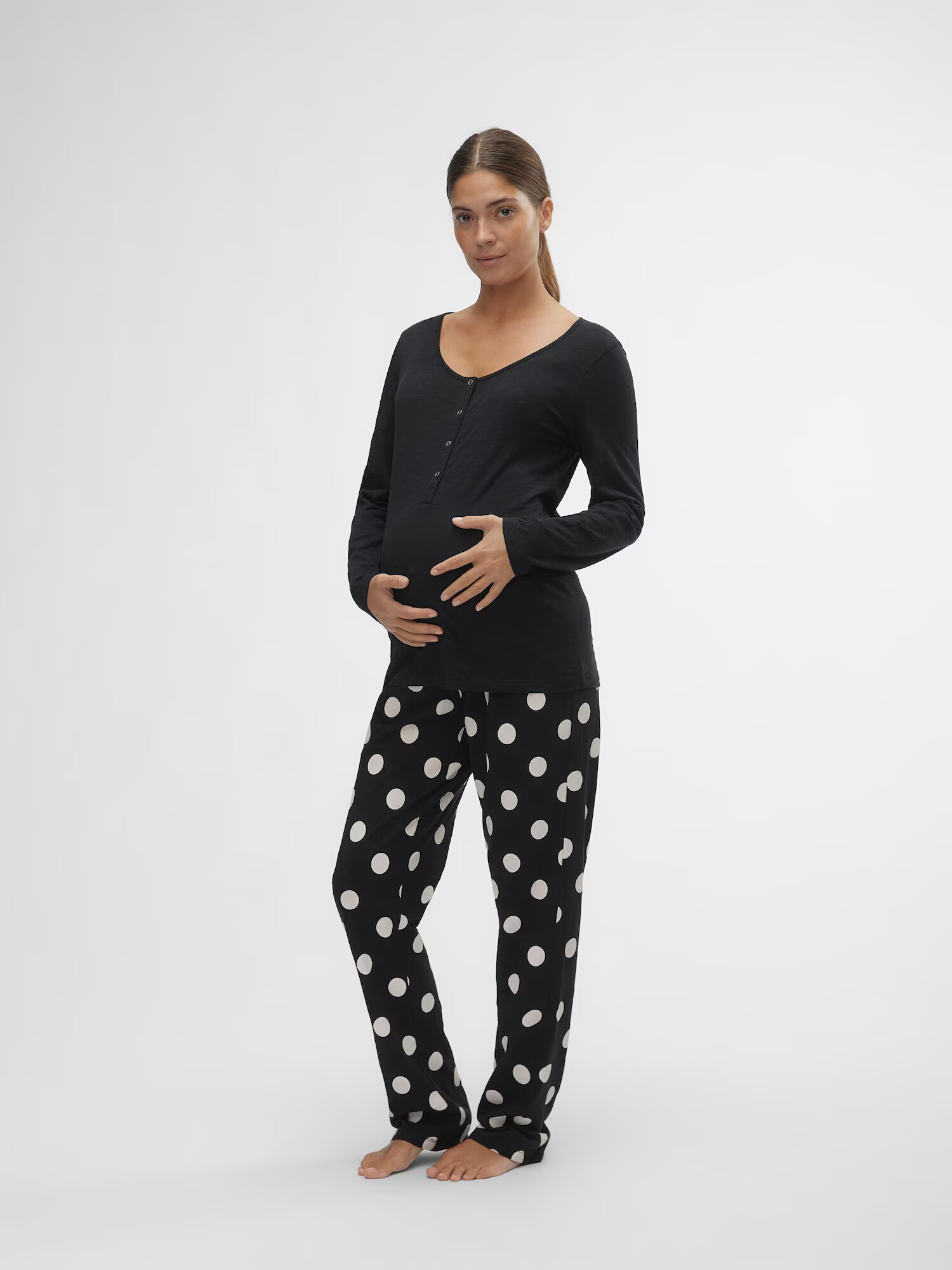 MAMALICIOUS Pijama 'Mira' negru / alb - Pled.ro