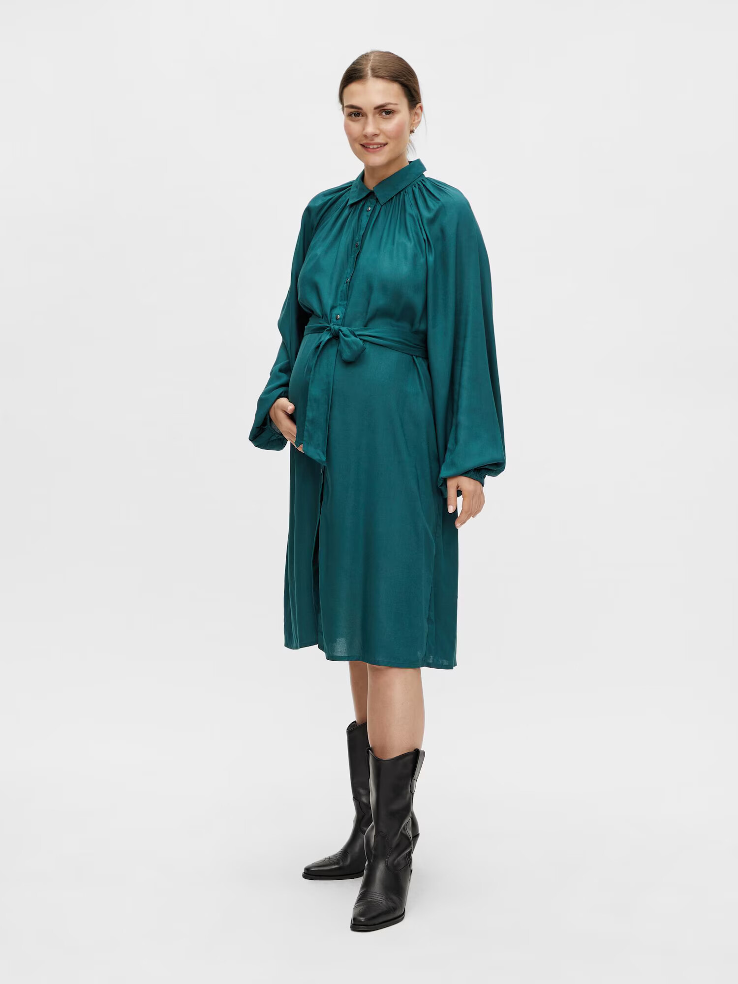 MAMALICIOUS Rochie tip bluză 'Piper' verde petrol - Pled.ro