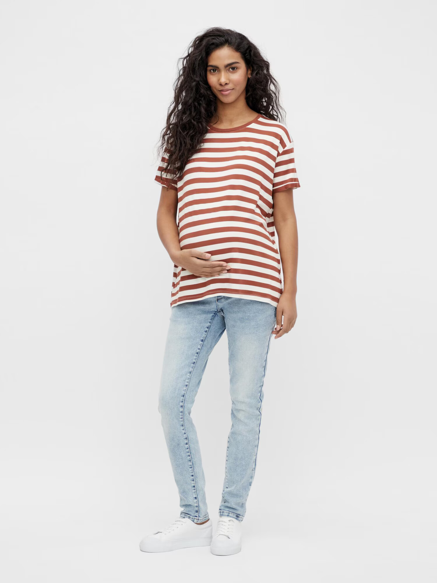 MAMALICIOUS Tricou 'ELLEN' rubiniu / alb - Pled.ro