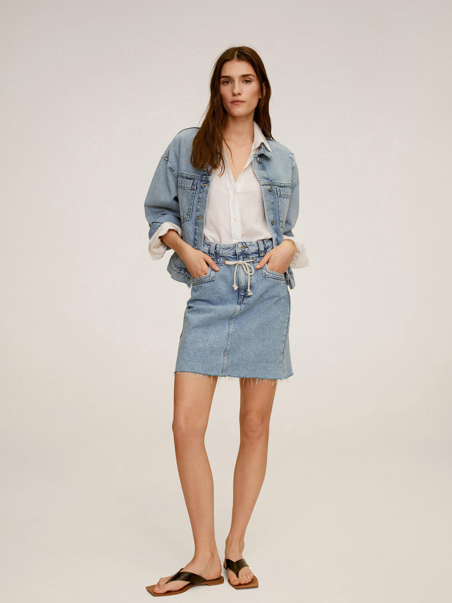 MANGO Fustă 'Abril' albastru denim - Pled.ro