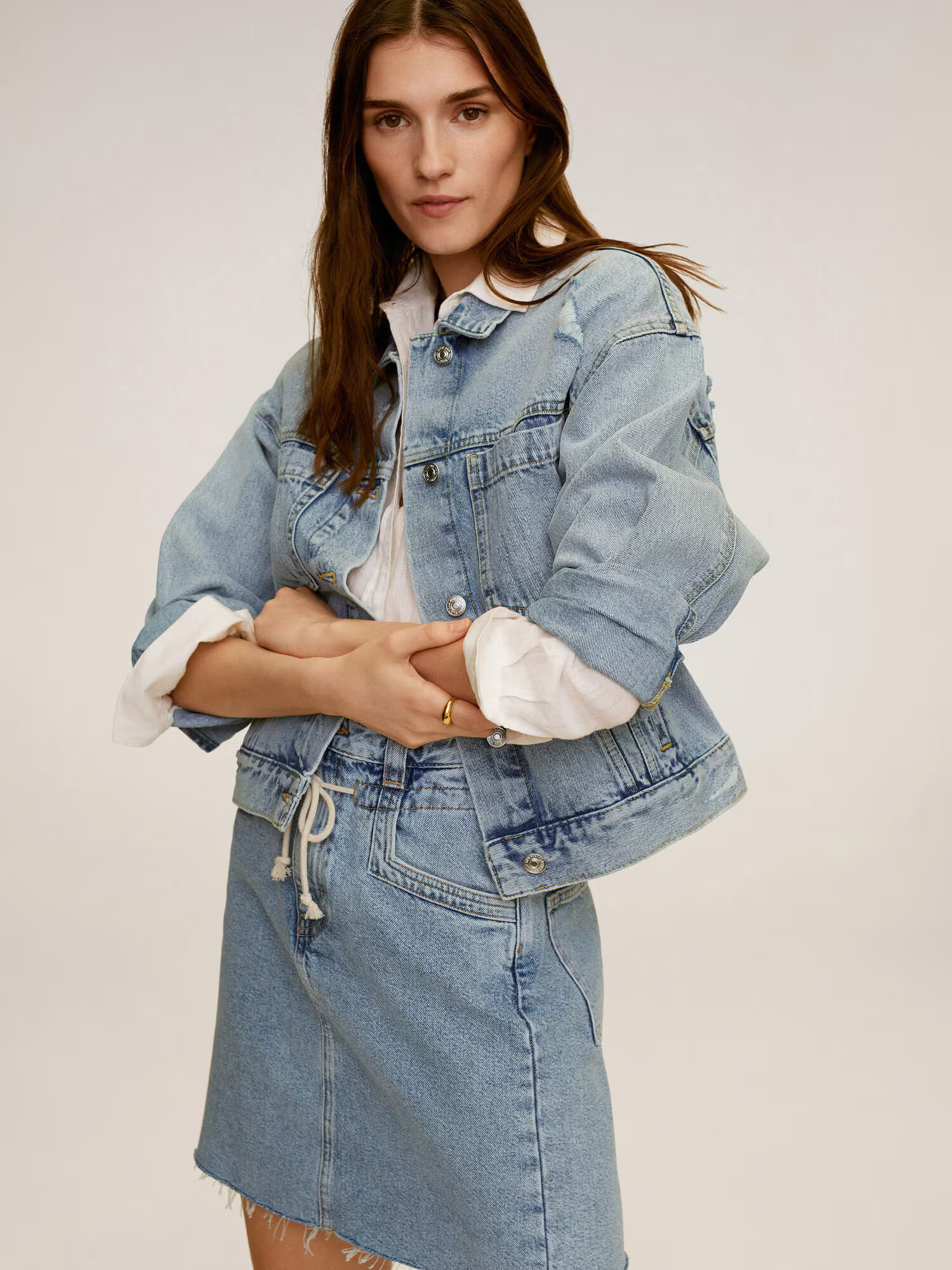 MANGO Fustă 'Abril' albastru denim - Pled.ro