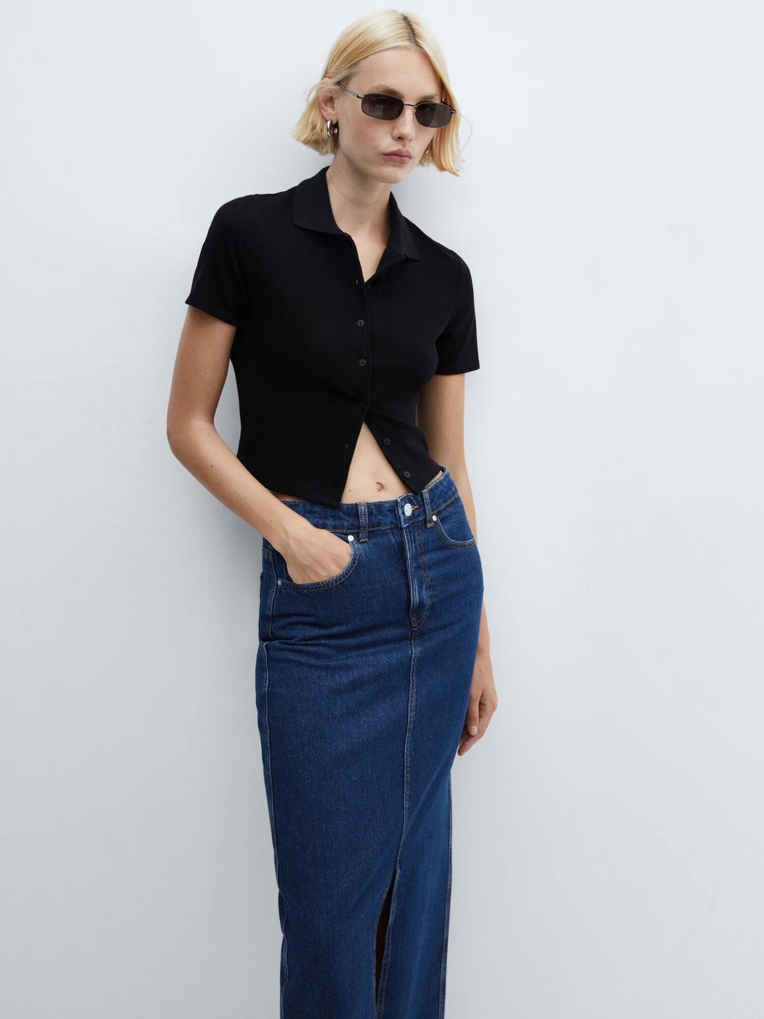 MANGO Fustă 'Aida' albastru denim - Pled.ro