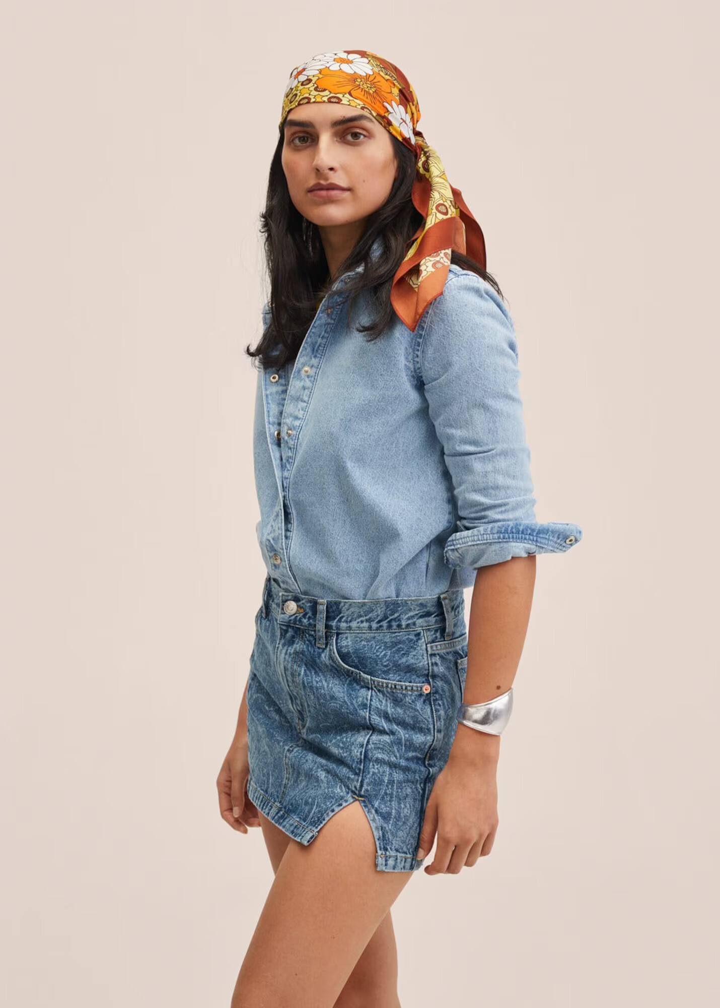 MANGO Fustă albastru denim - Pled.ro