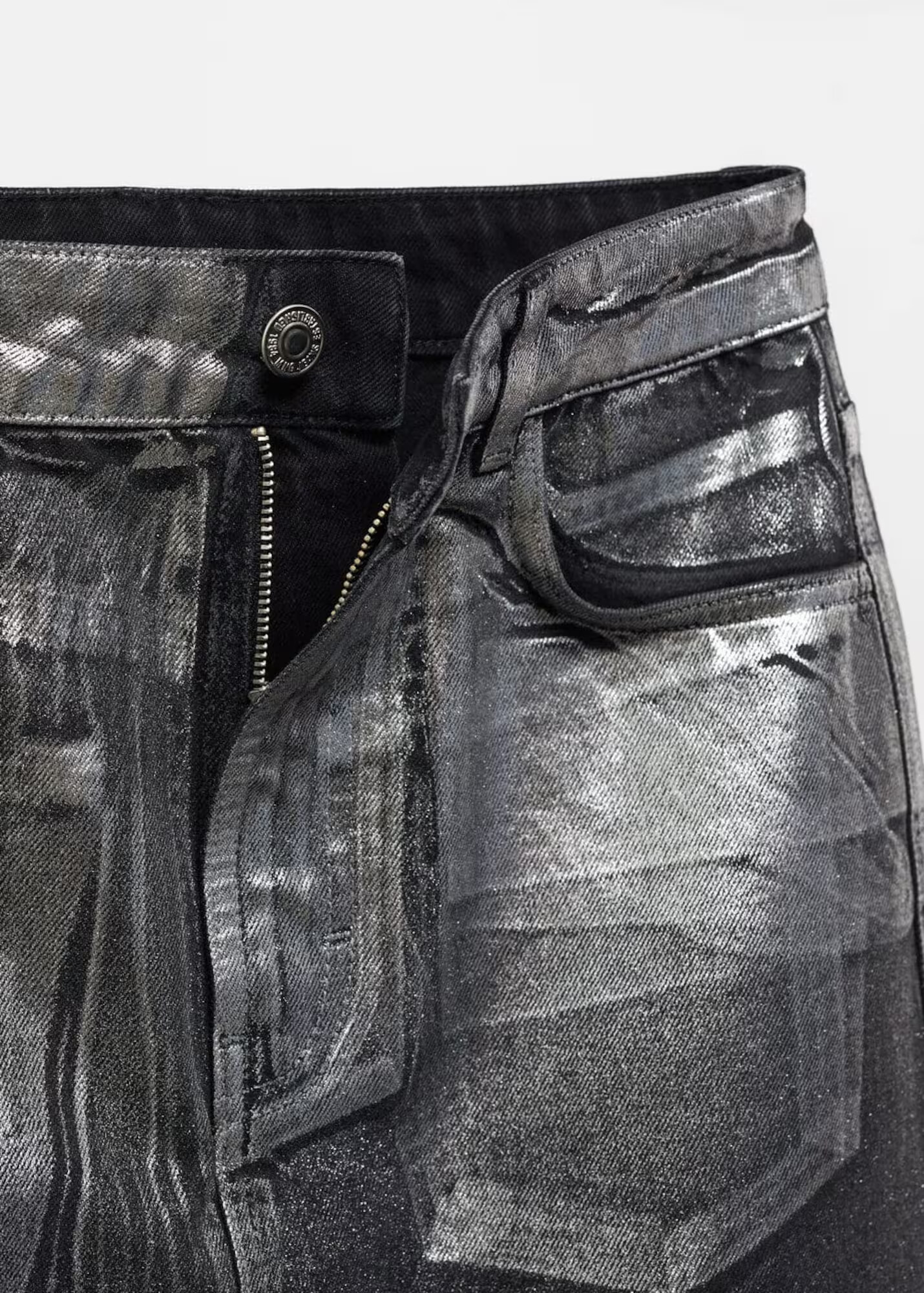 MANGO Fustă 'Shimmer' gri argintiu / negru denim - Pled.ro