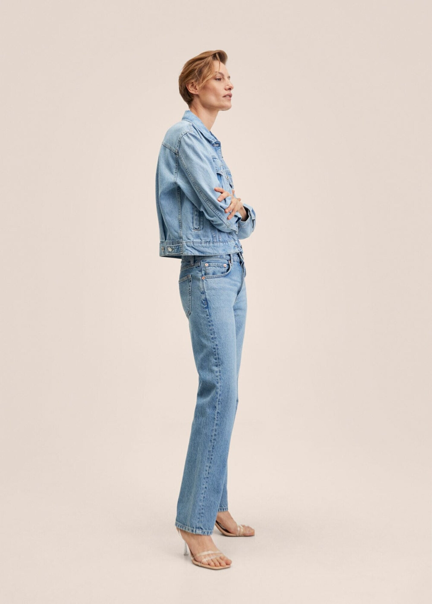 MANGO Geacă de primăvară-toamnă albastru denim / argintiu - Pled.ro