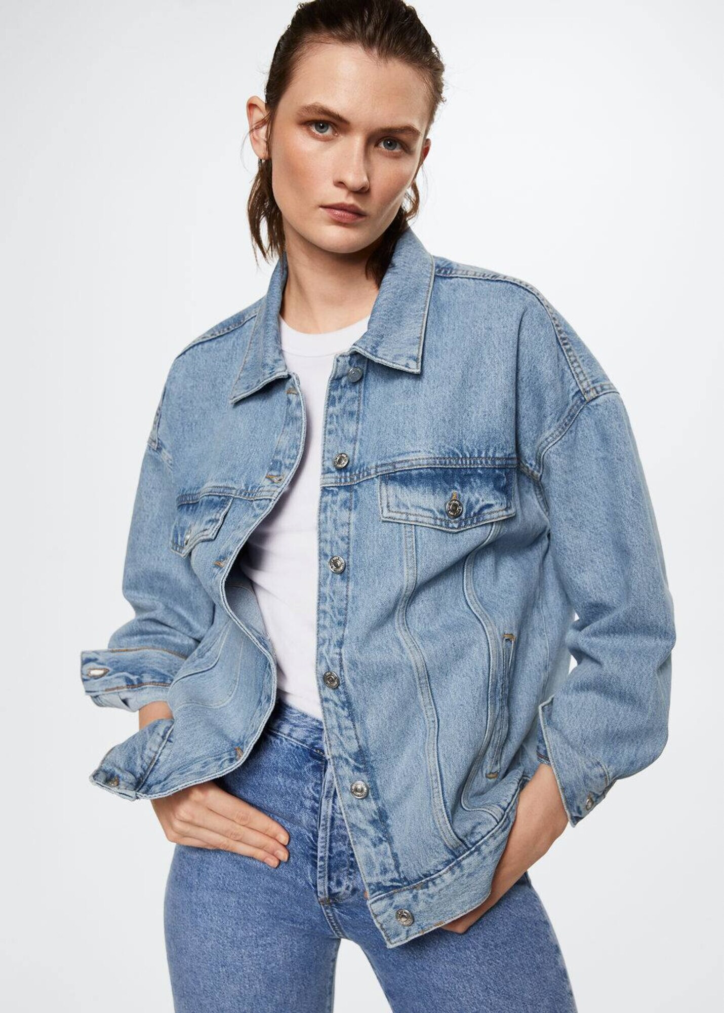 MANGO Geacă de primăvară-toamnă 'Dafne' albastru denim - Pled.ro