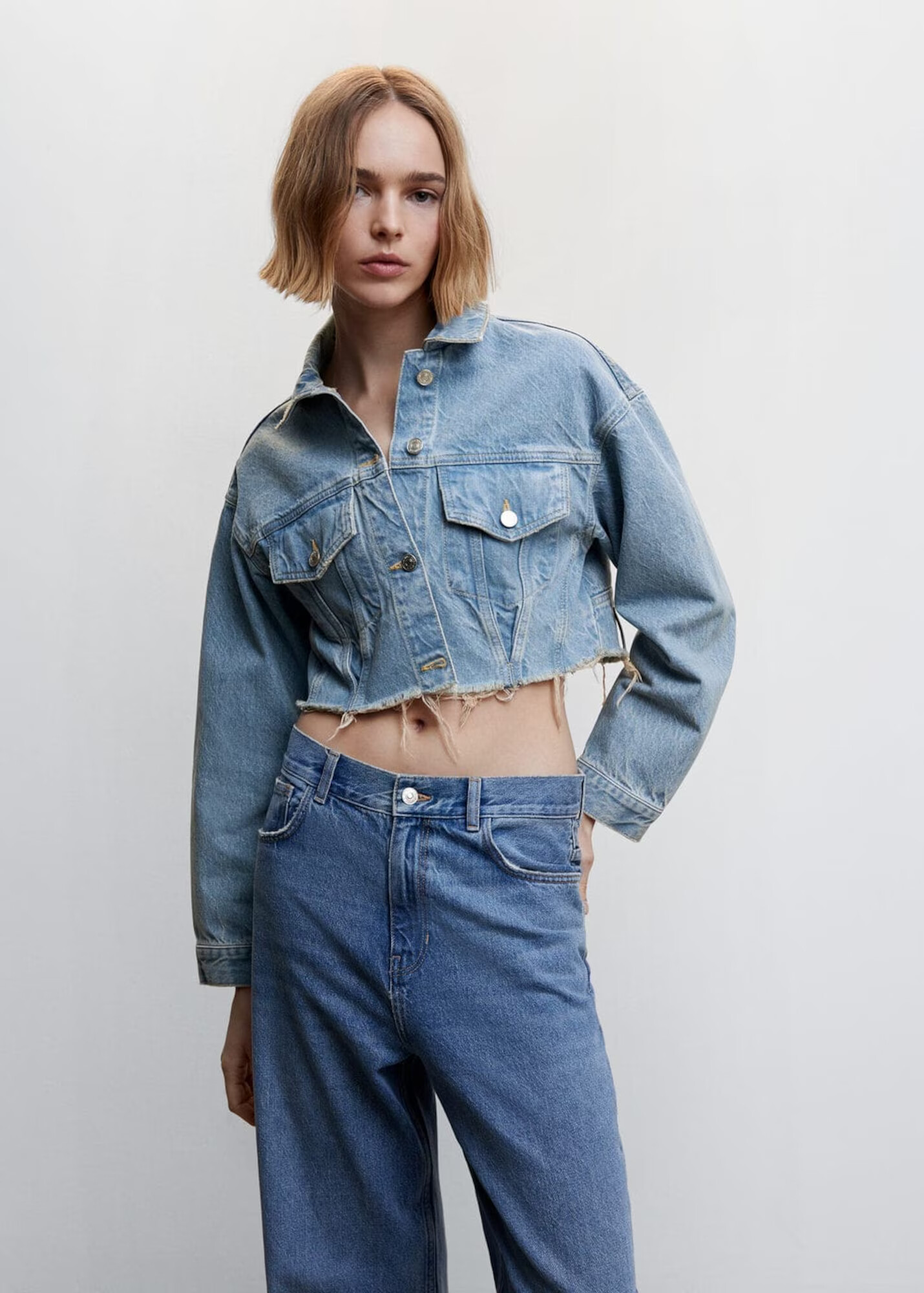 MANGO Geacă de primăvară-toamnă 'Frankie' albastru denim - Pled.ro