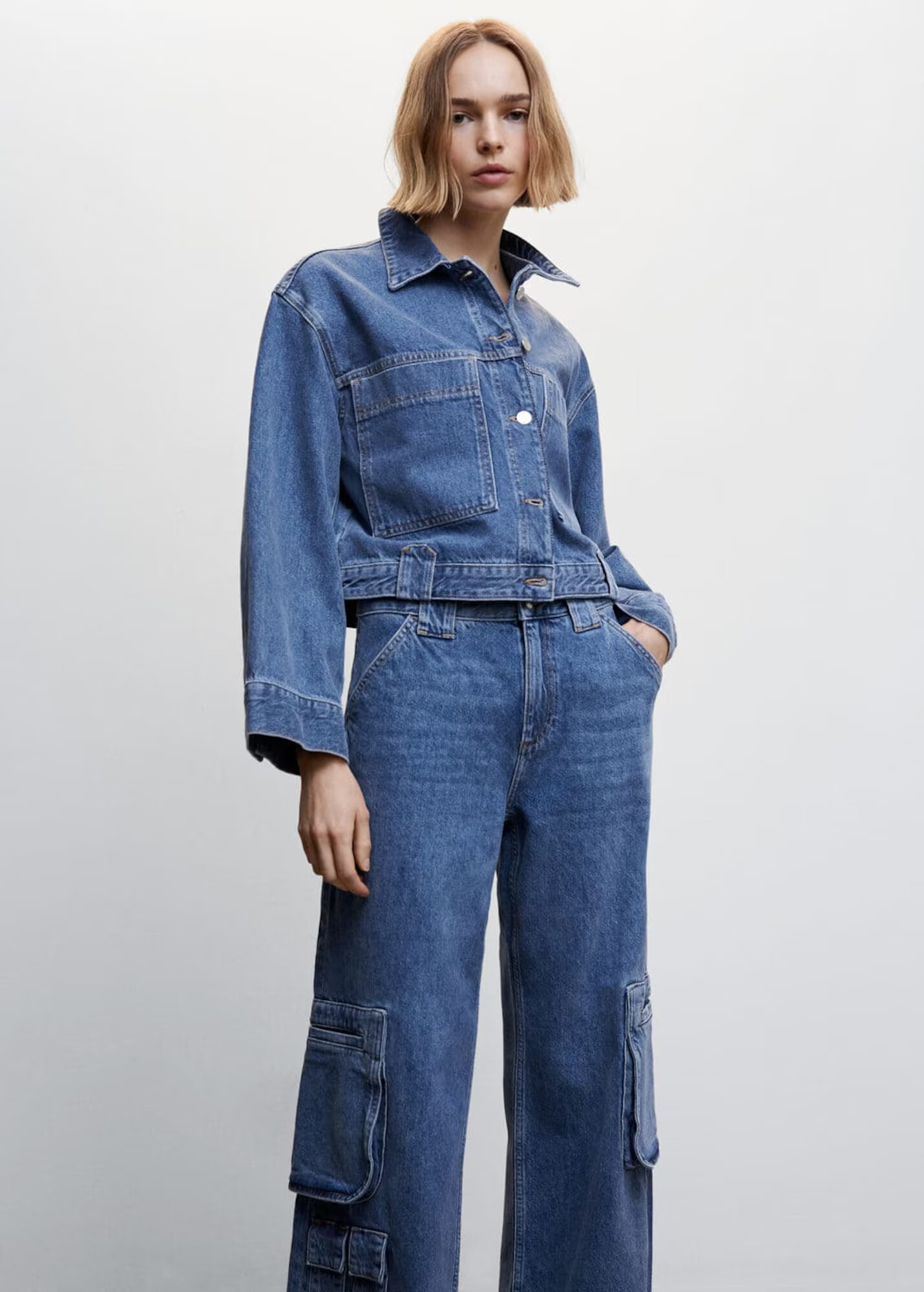 MANGO Geacă de primăvară-toamnă 'Romy' albastru denim - Pled.ro