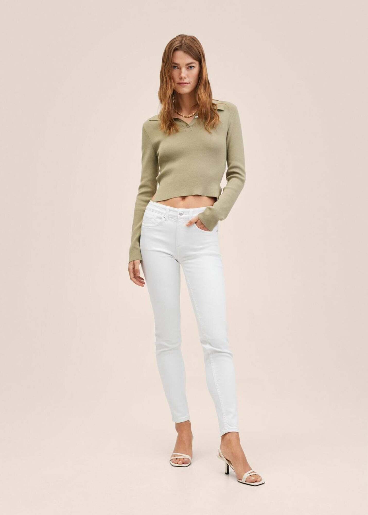 MANGO Jeans alb denim - Pled.ro