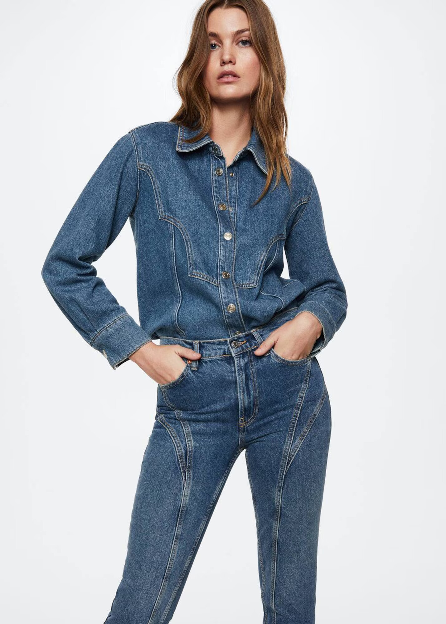 MANGO Jeans 'Costuras' albastru închis - Pled.ro