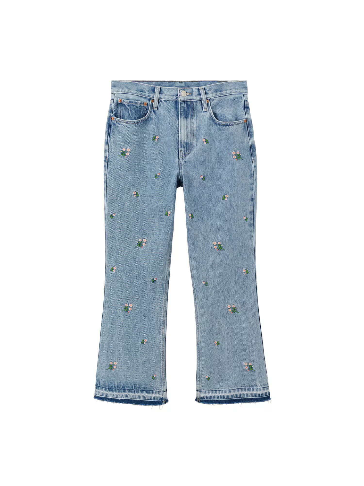 MANGO Jeans 'Daisy' albastru deschis / verde / roz / alb - Pled.ro